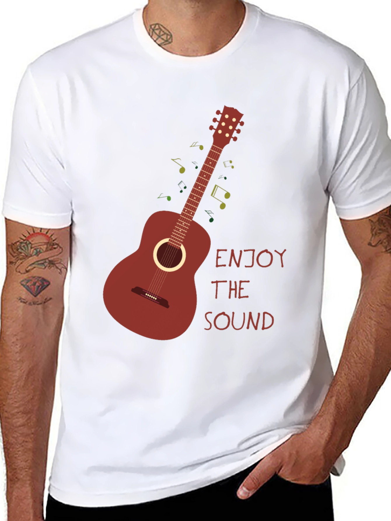 Black Enjoy The Sound T-Shirt - Guitar Graphic Tee view 8