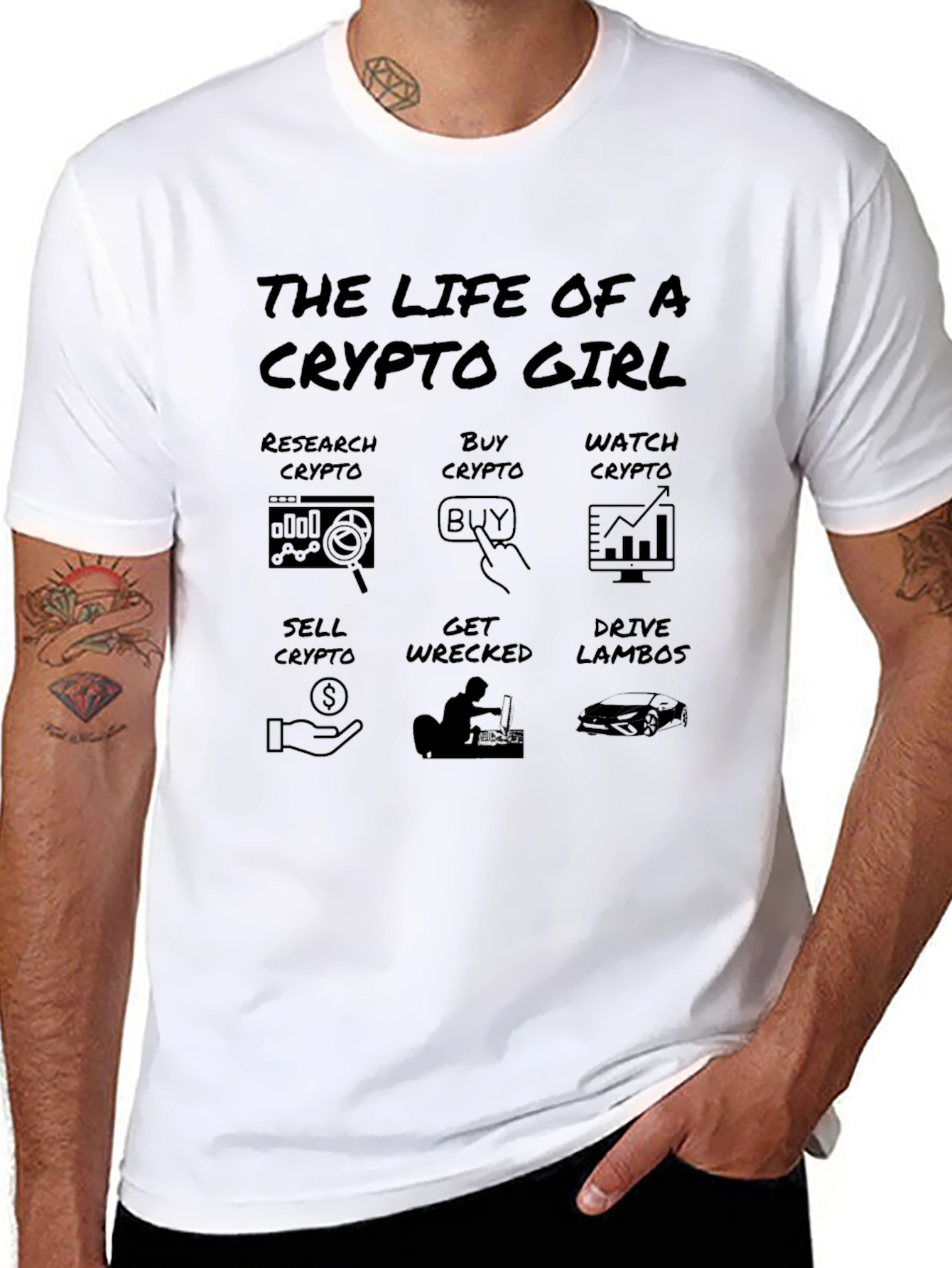 Black Crypto Girl T-Shirt - Funny Cryptocurrency Trading Tee view 8