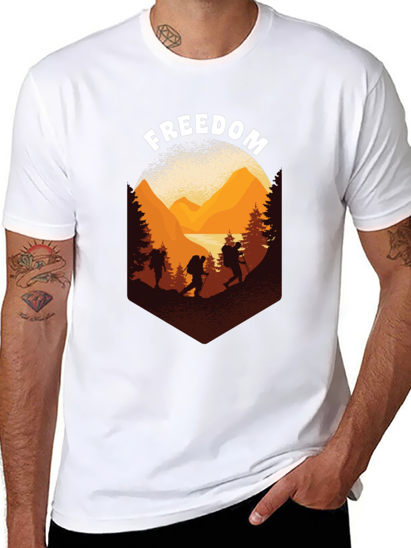 Black Freedom Hiking Adventure Graphic Tee view 8