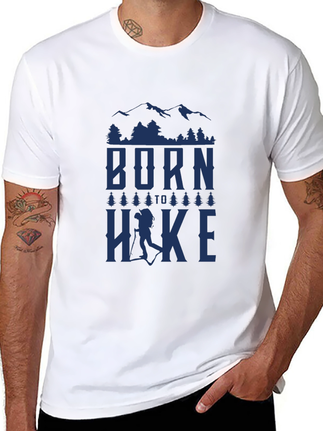 Black Born to Hike Graphic T-Shirt - Nature Adventure Tee view 8