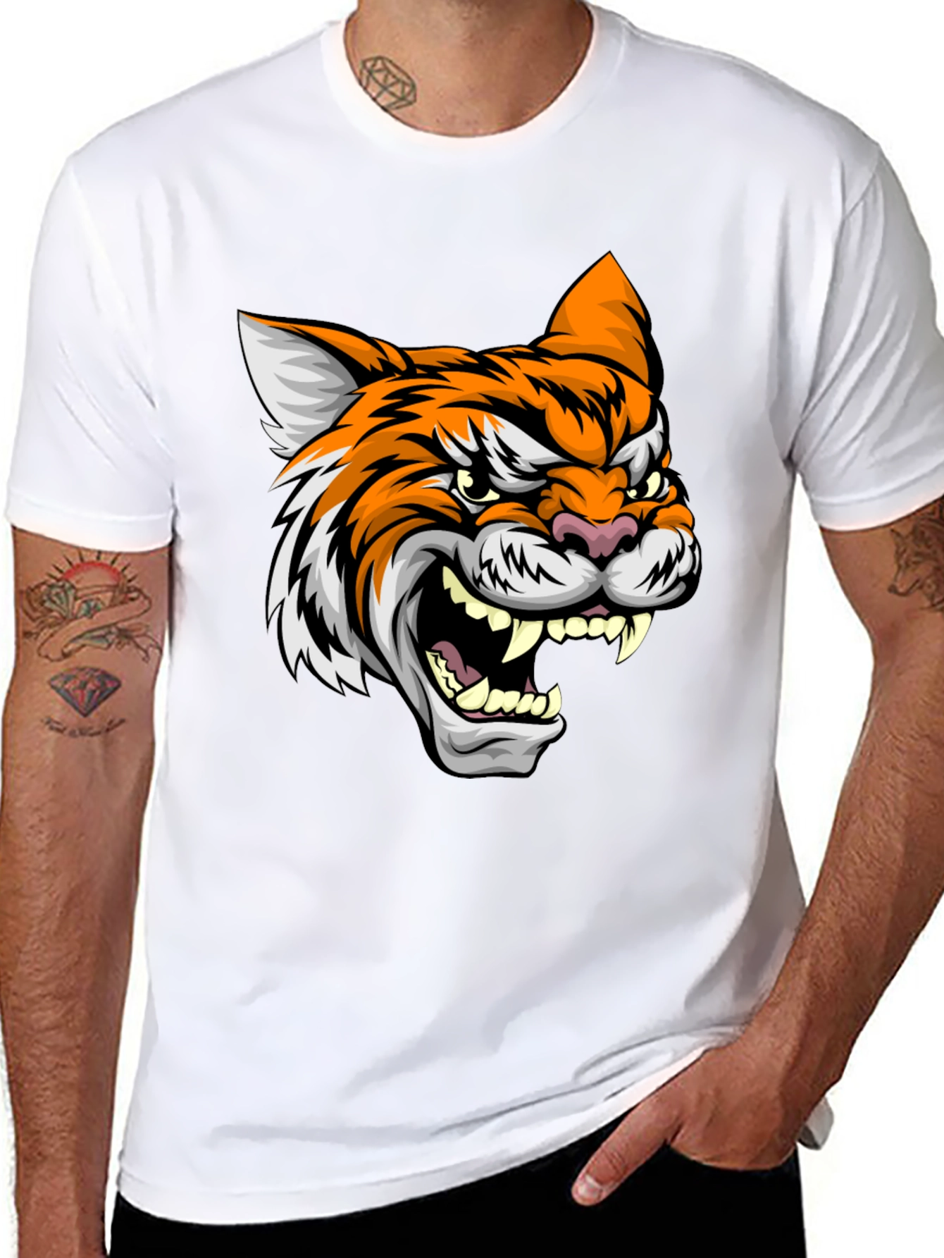 Black Tiger Graphic Black T-Shirt view 8