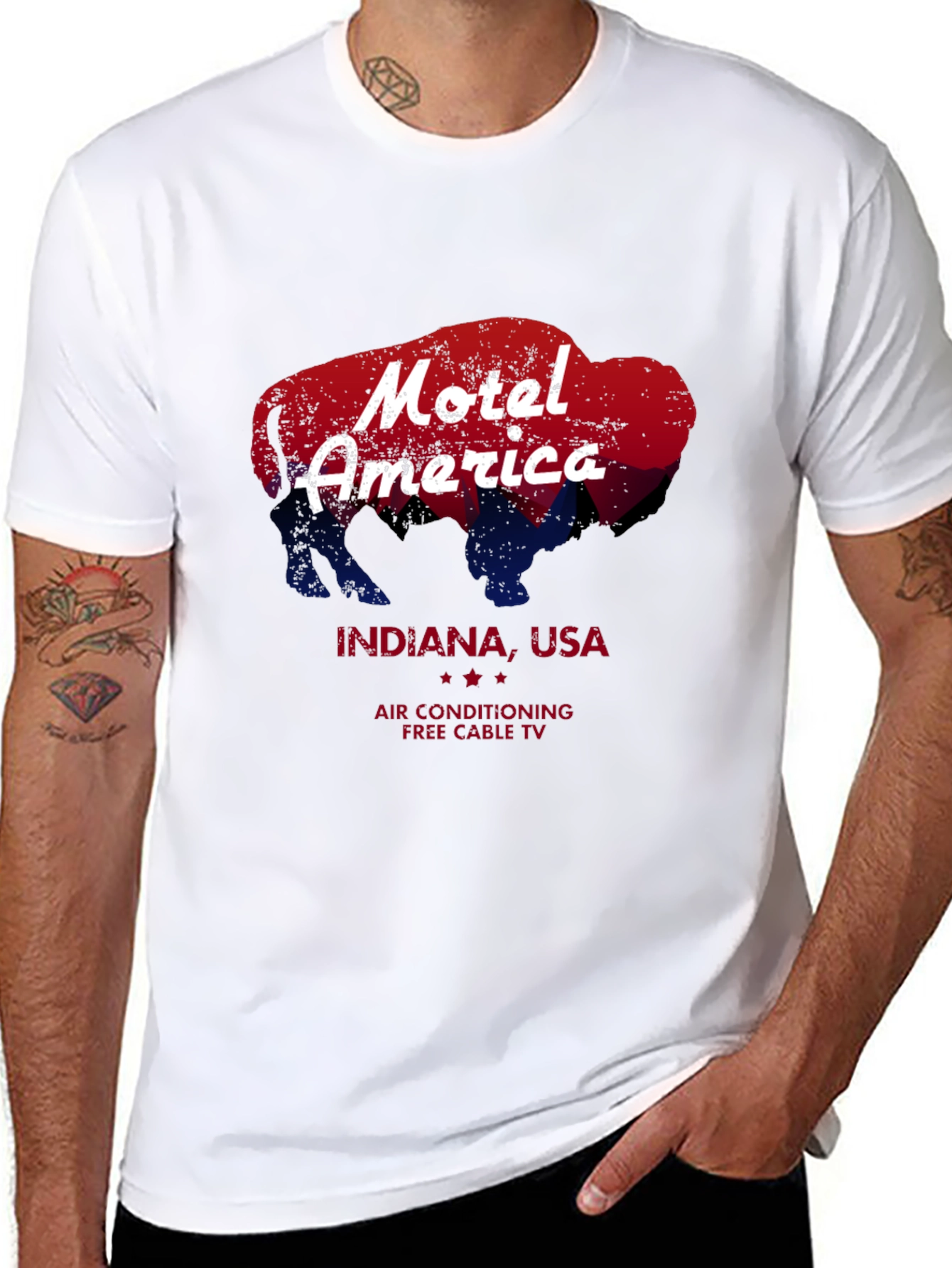 Black Motel America Indiana Bison T-Shirt view 8