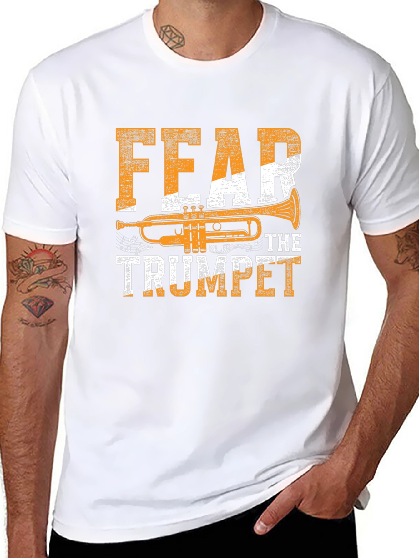 Black Fear The Trumpet Graphic T-Shirt - Musician Tee view 8