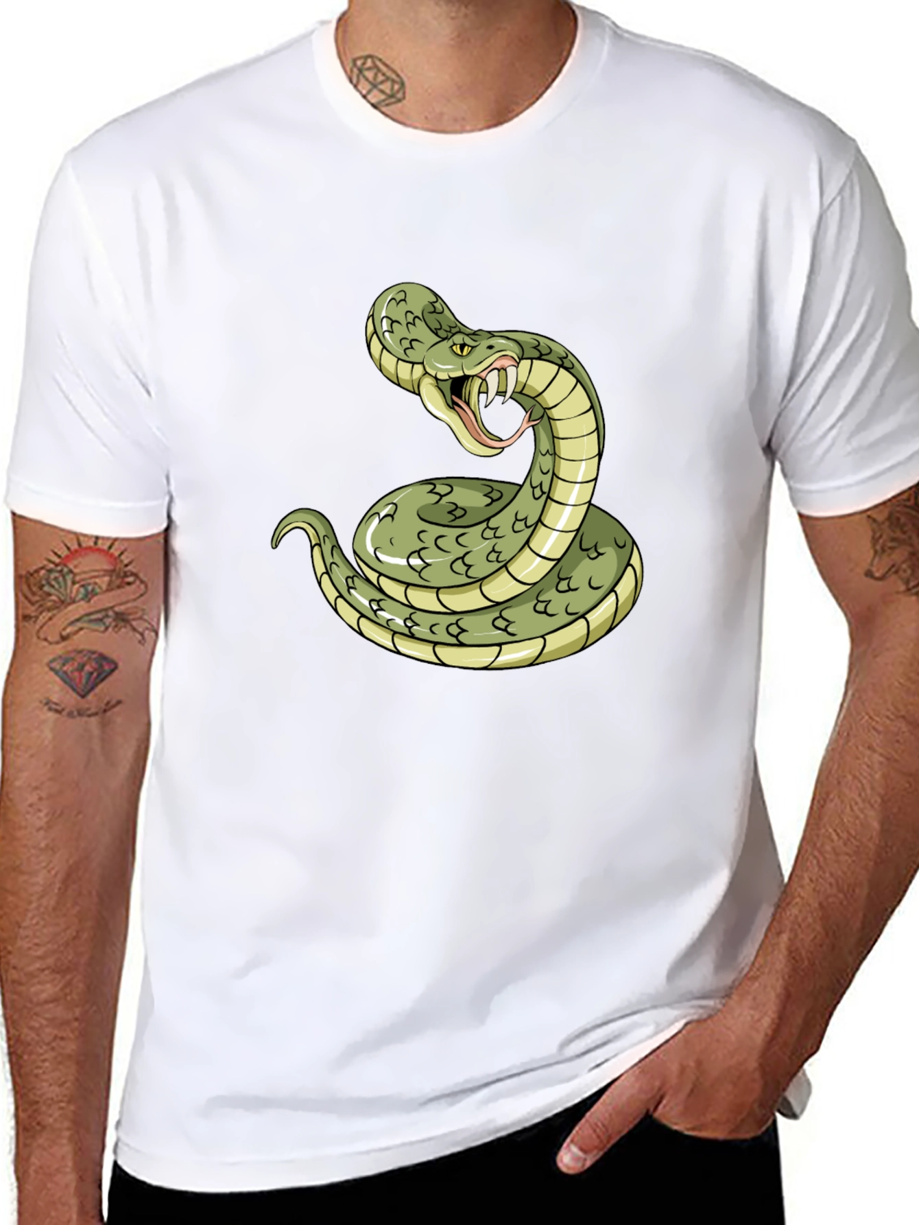 Black Snake Graphic Tee - Black Cotton T-Shirt view 8