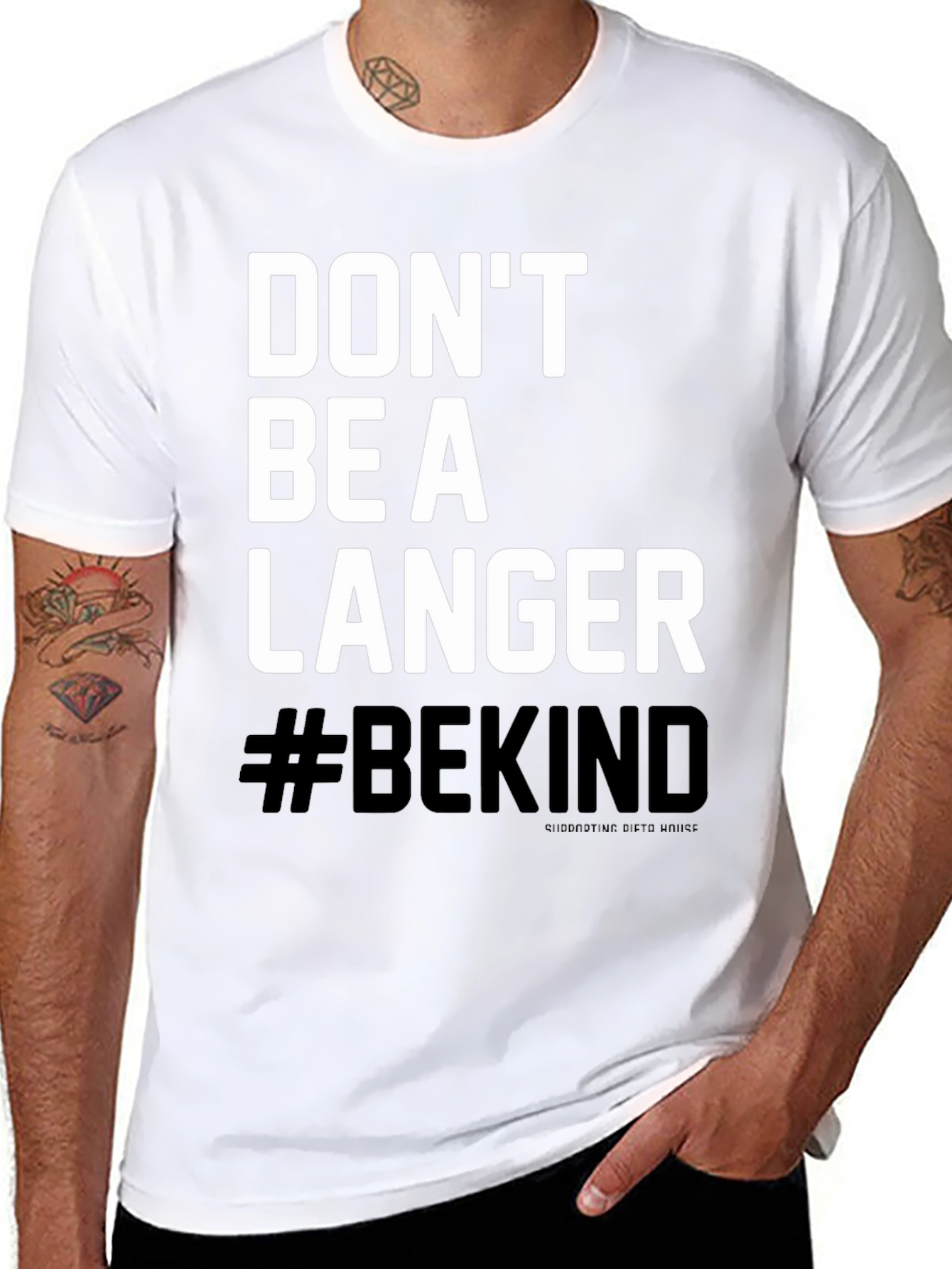 Black Don't Be A Langer T-Shirt - #BEKIND view 8