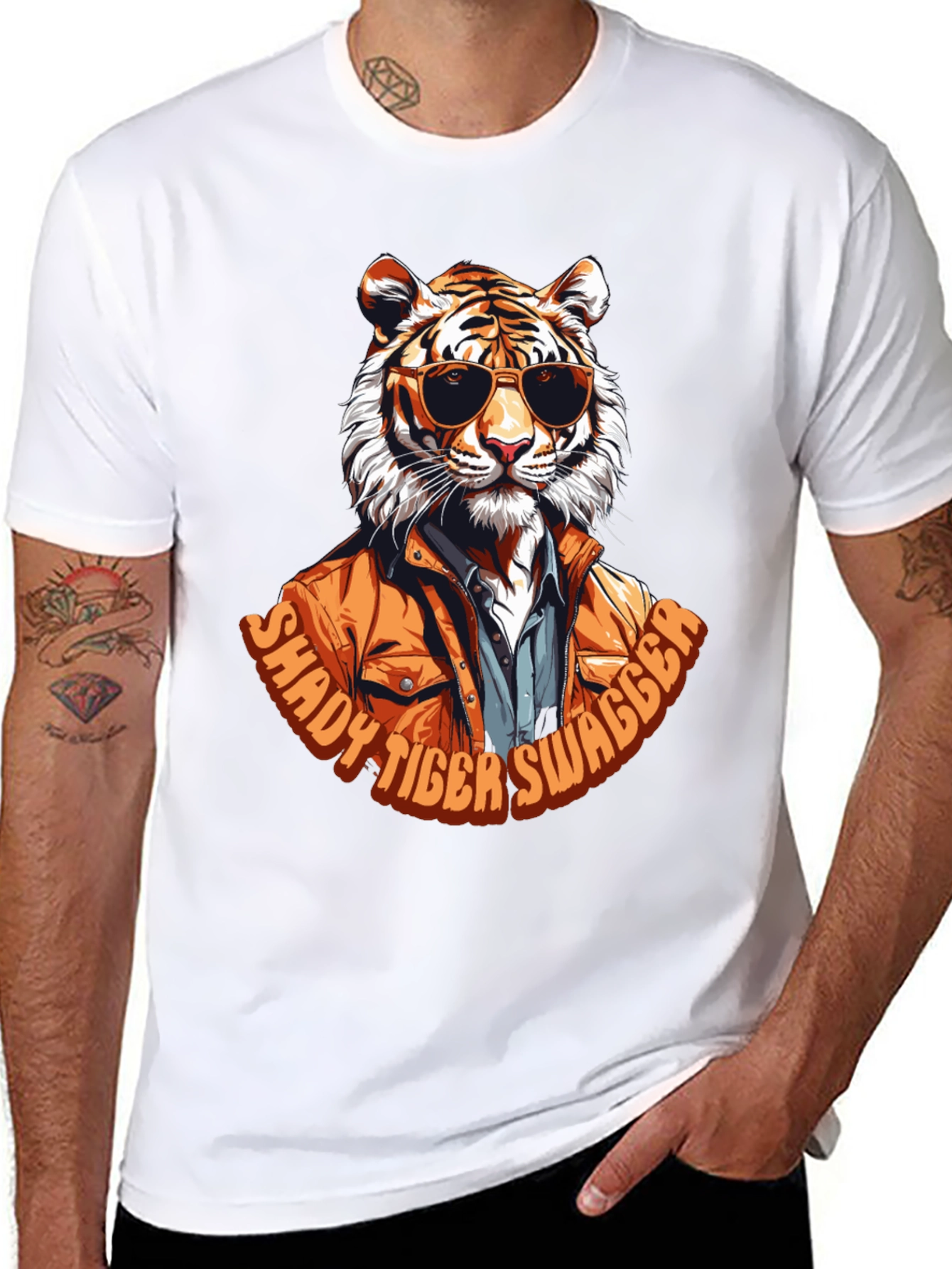 Black Shady Tiger Swagger T-Shirt view 8