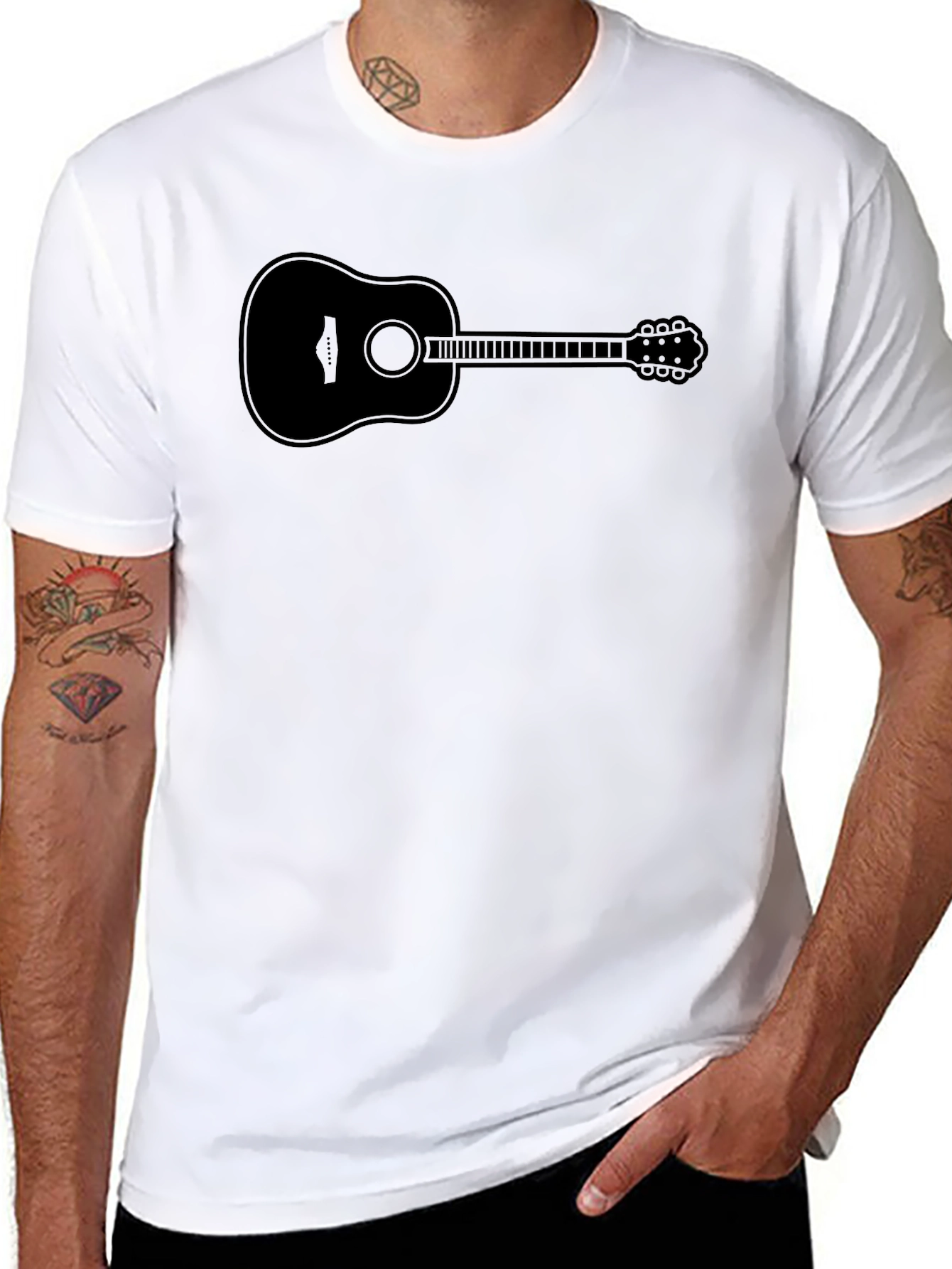 Black Guitar Graphic Tee - Classic Black T-Shirt view 8
