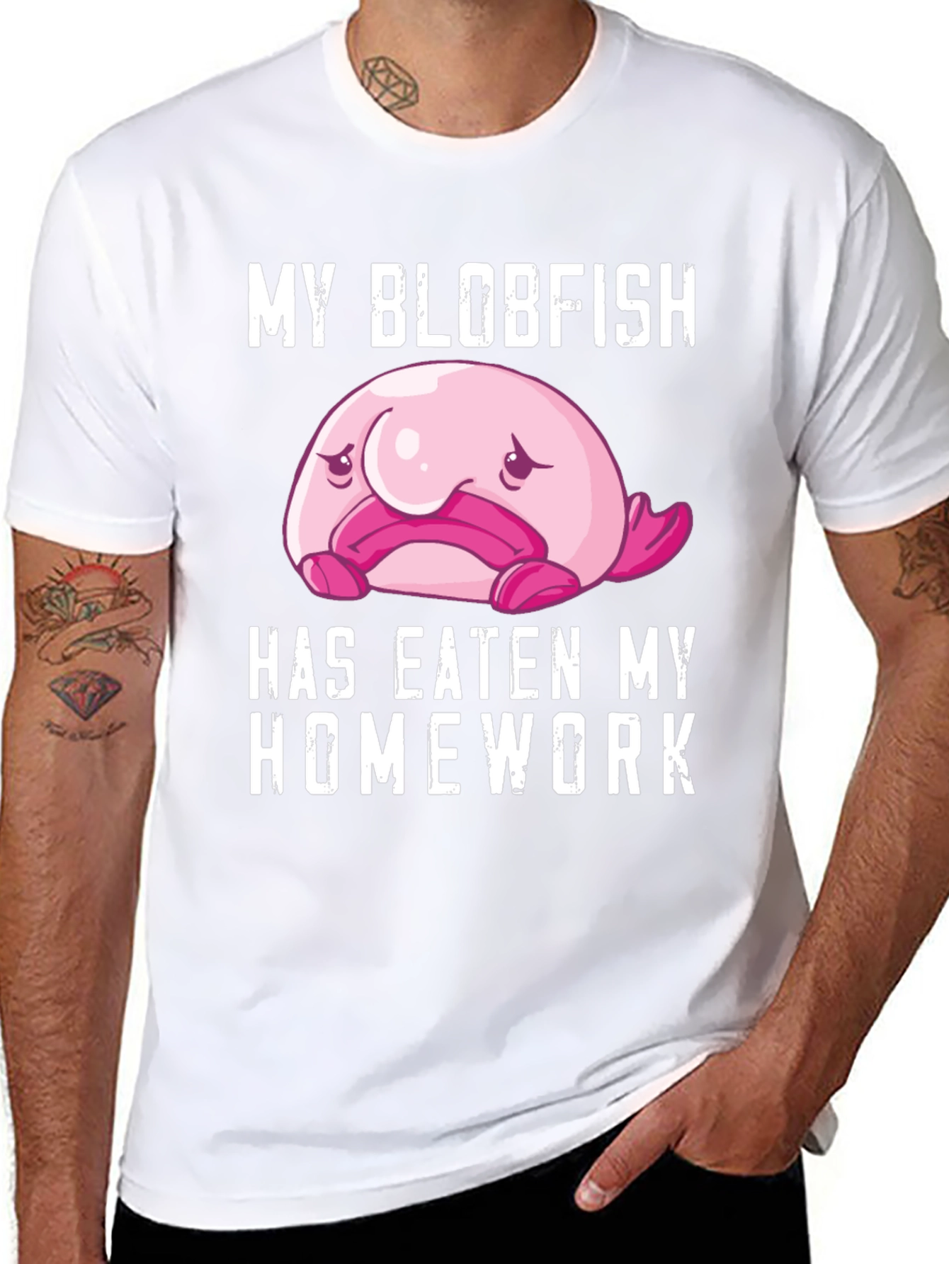 Black My Blobfish Ate My Homework T-Shirt view 8