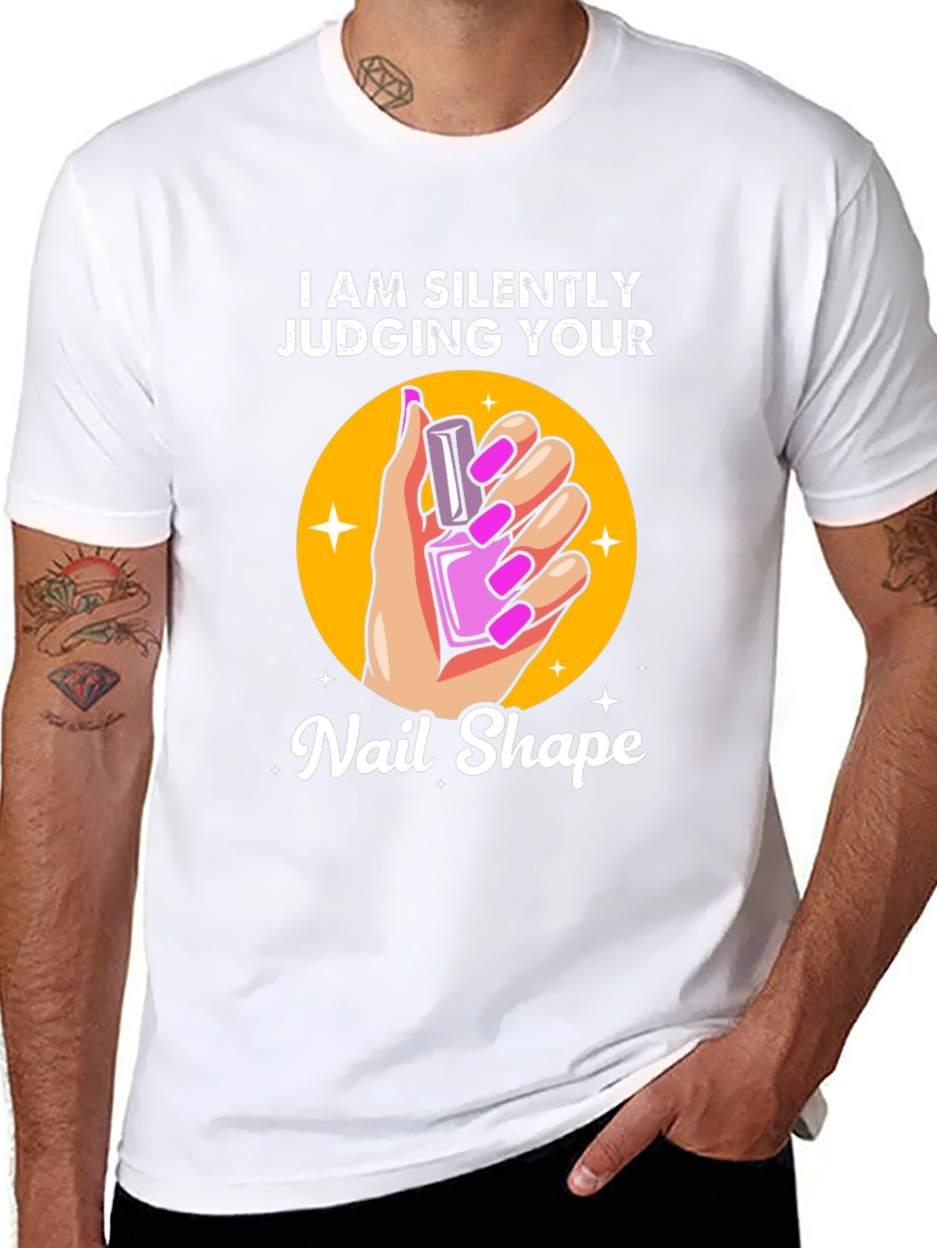 Black Silently Judging Your Nail Shape Graphic Tee view 8