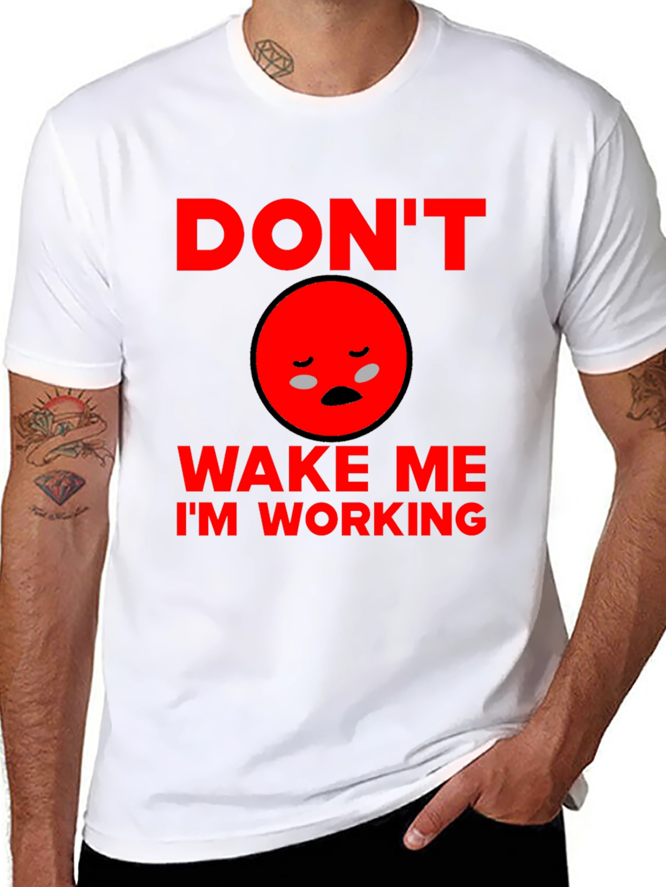 Black Don't Wake Me I'm Working Funny Graphic Tee view 8