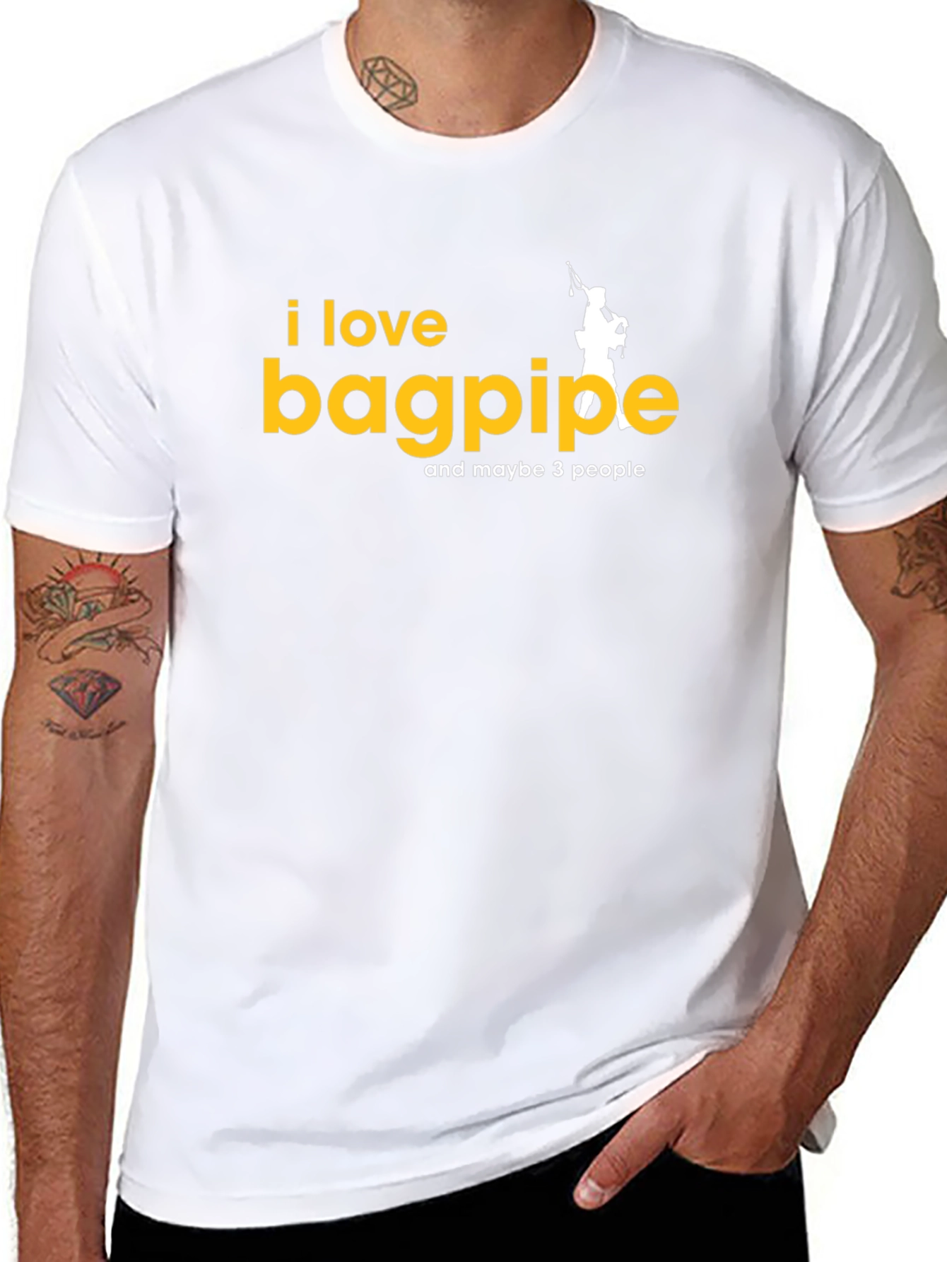 Black I Love Bagpipes T-Shirt - Funny Musician Tee view 8