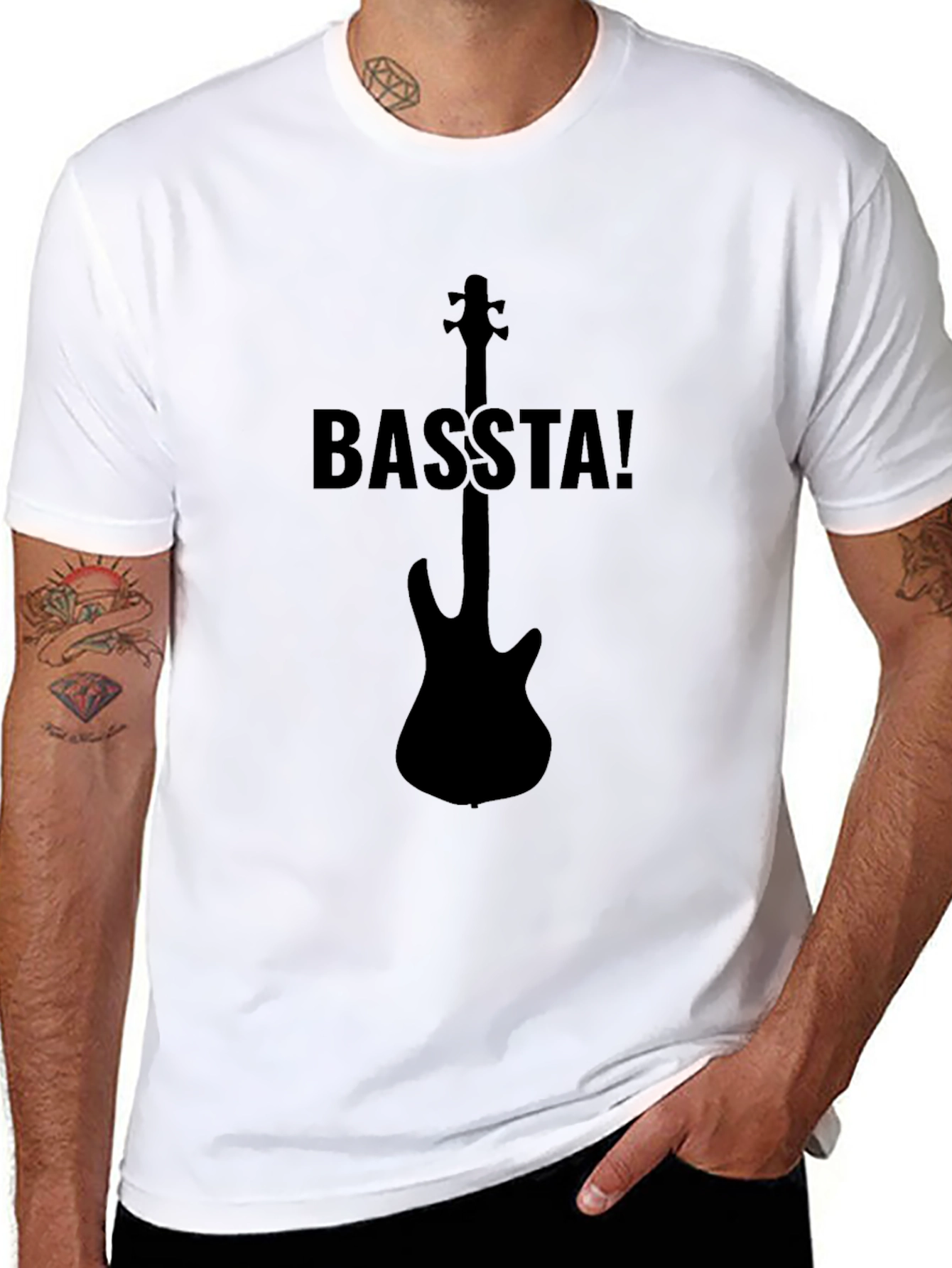 Black BASS-TA! Graphic Black T-Shirt view 8