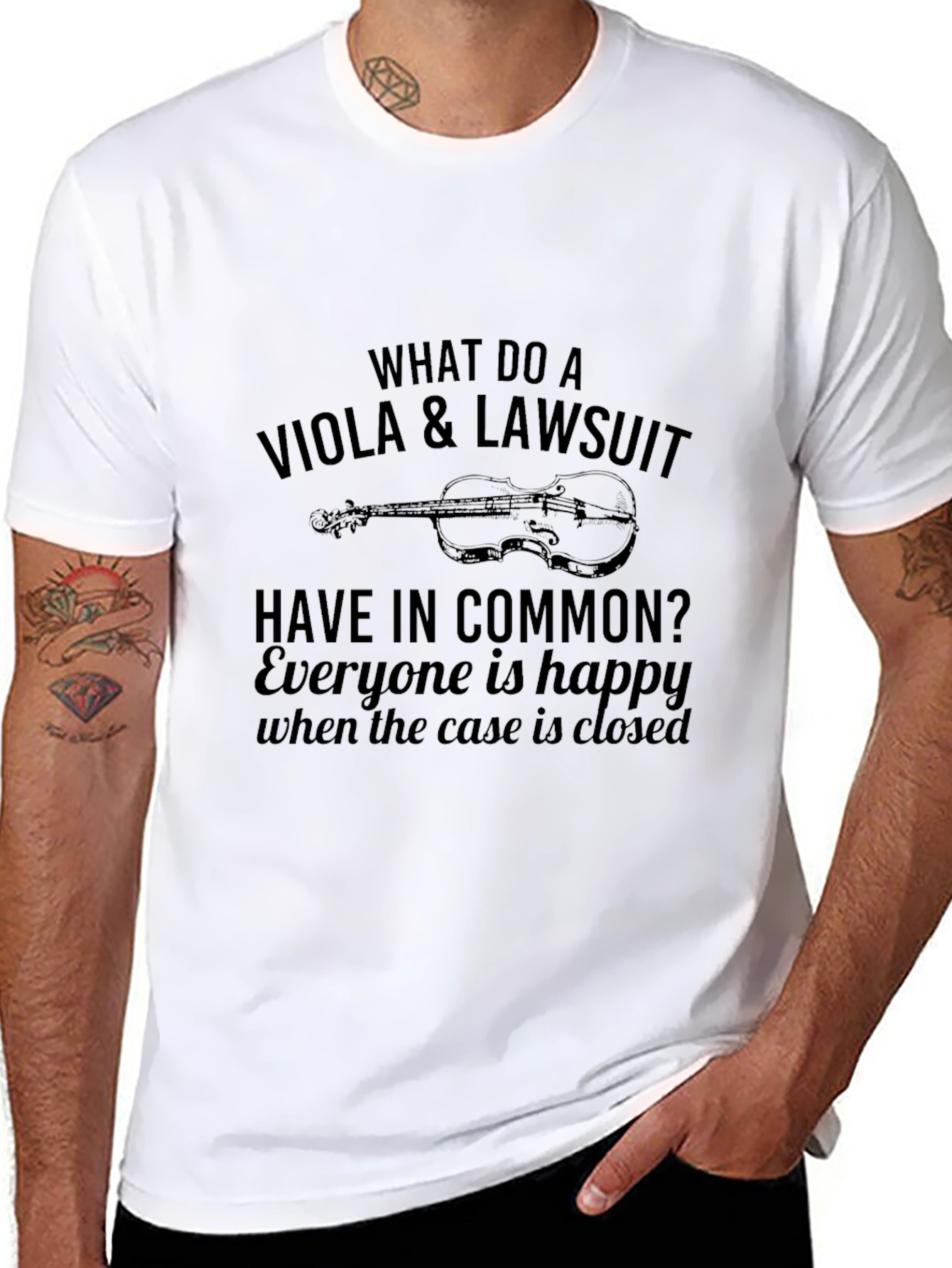 Black Viola & Lawsuit Funny Musician T-Shirt view 8