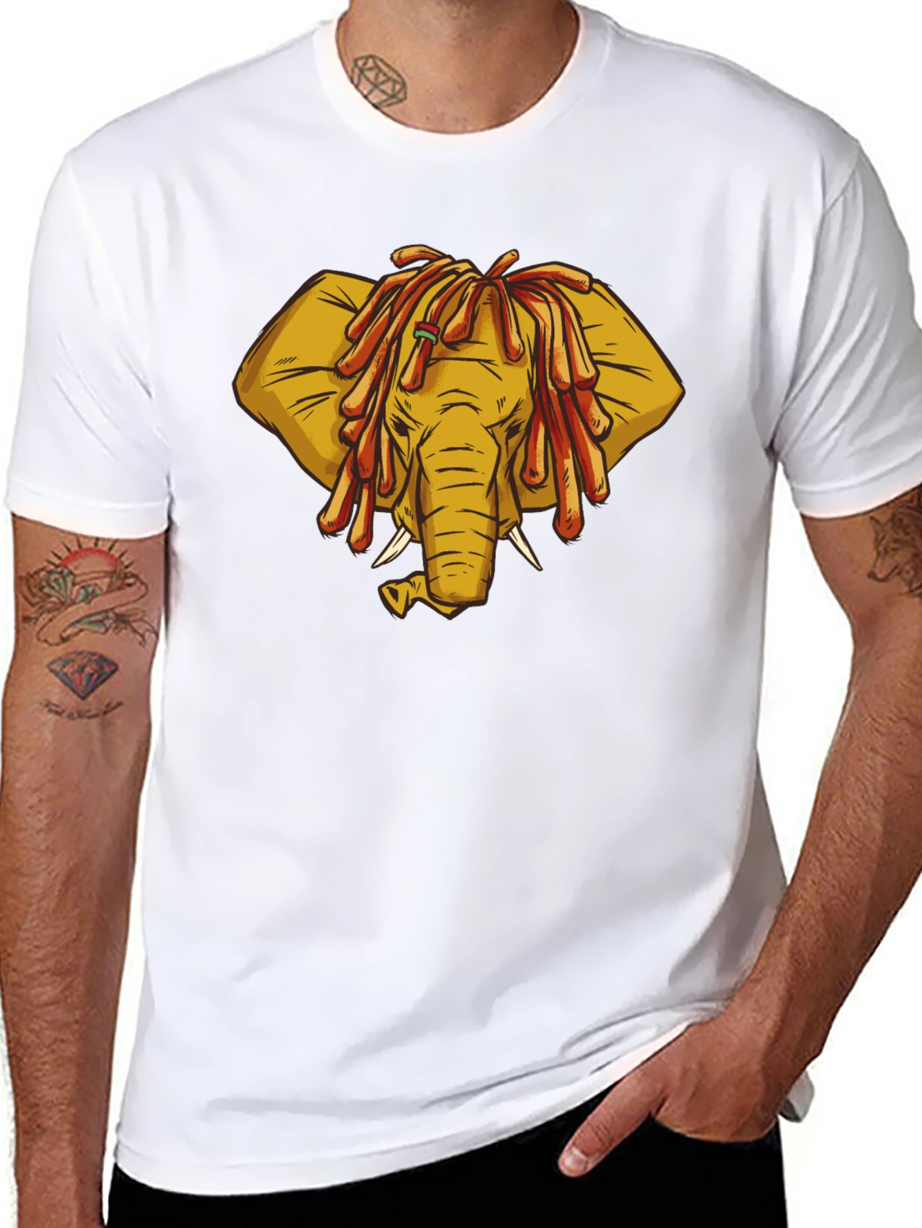 Black Rasta Elephant Graphic Tee - Unique Design! view 8