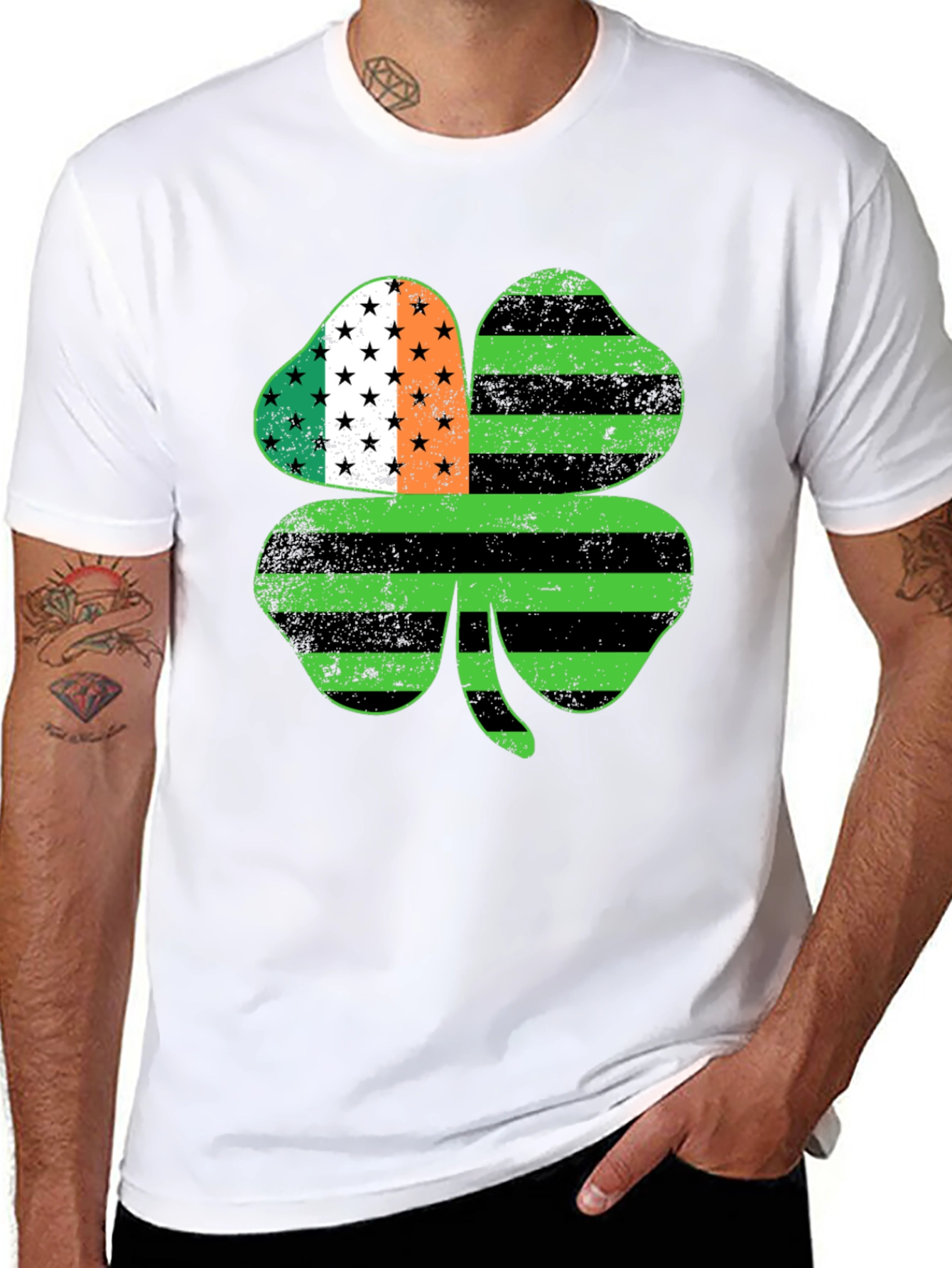 Black St. Patrick's Day Shamrock T-Shirt view 8
