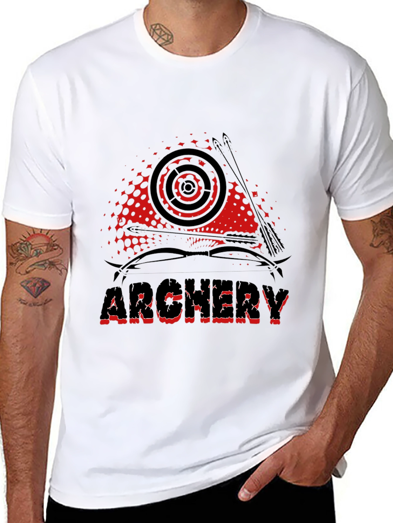 Black Archery Graphic Tee - Black Cotton Casual T-Shirt view 8