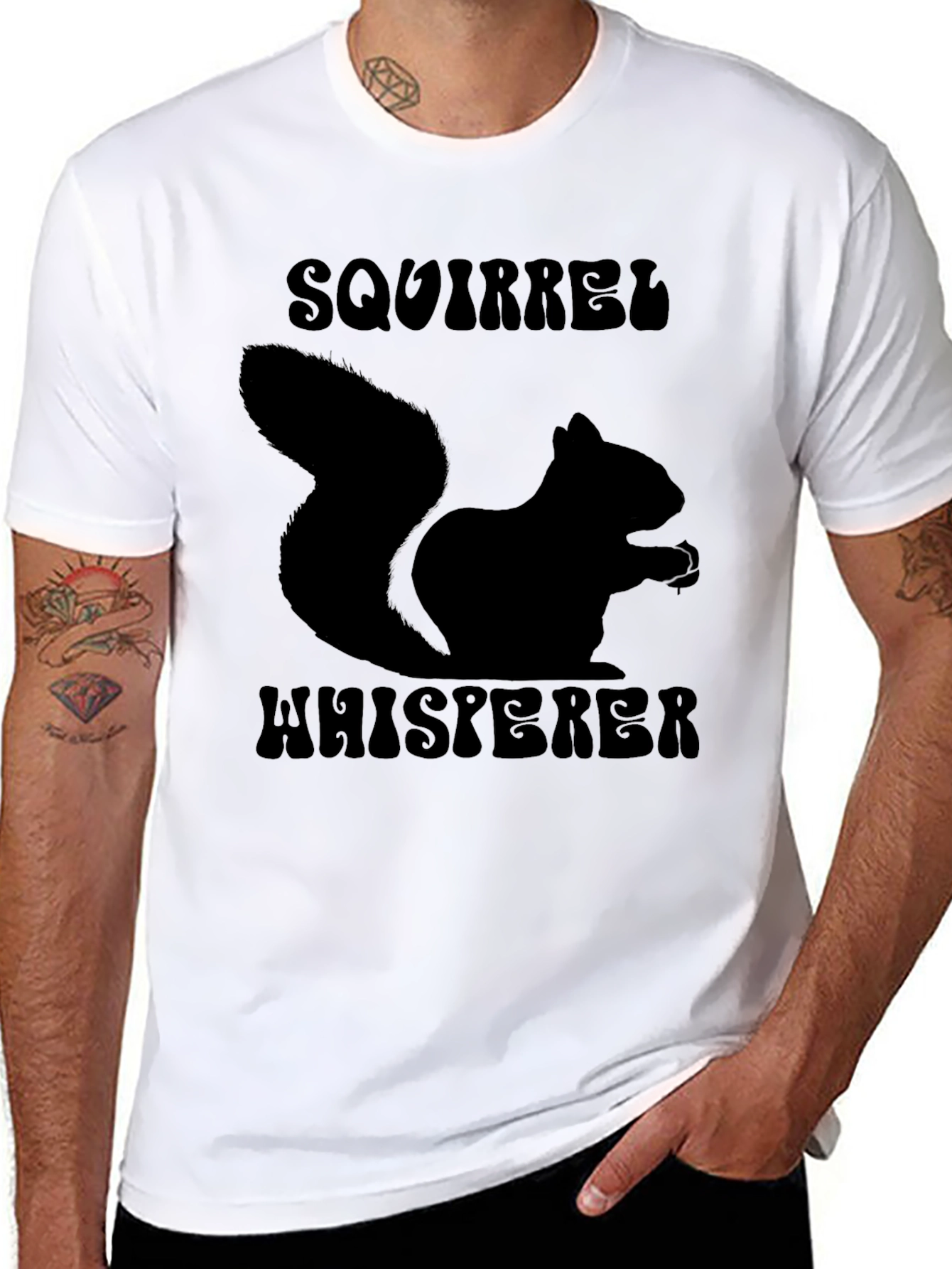 Black Squirrel Whisperer Graphic Tee - Black view 8