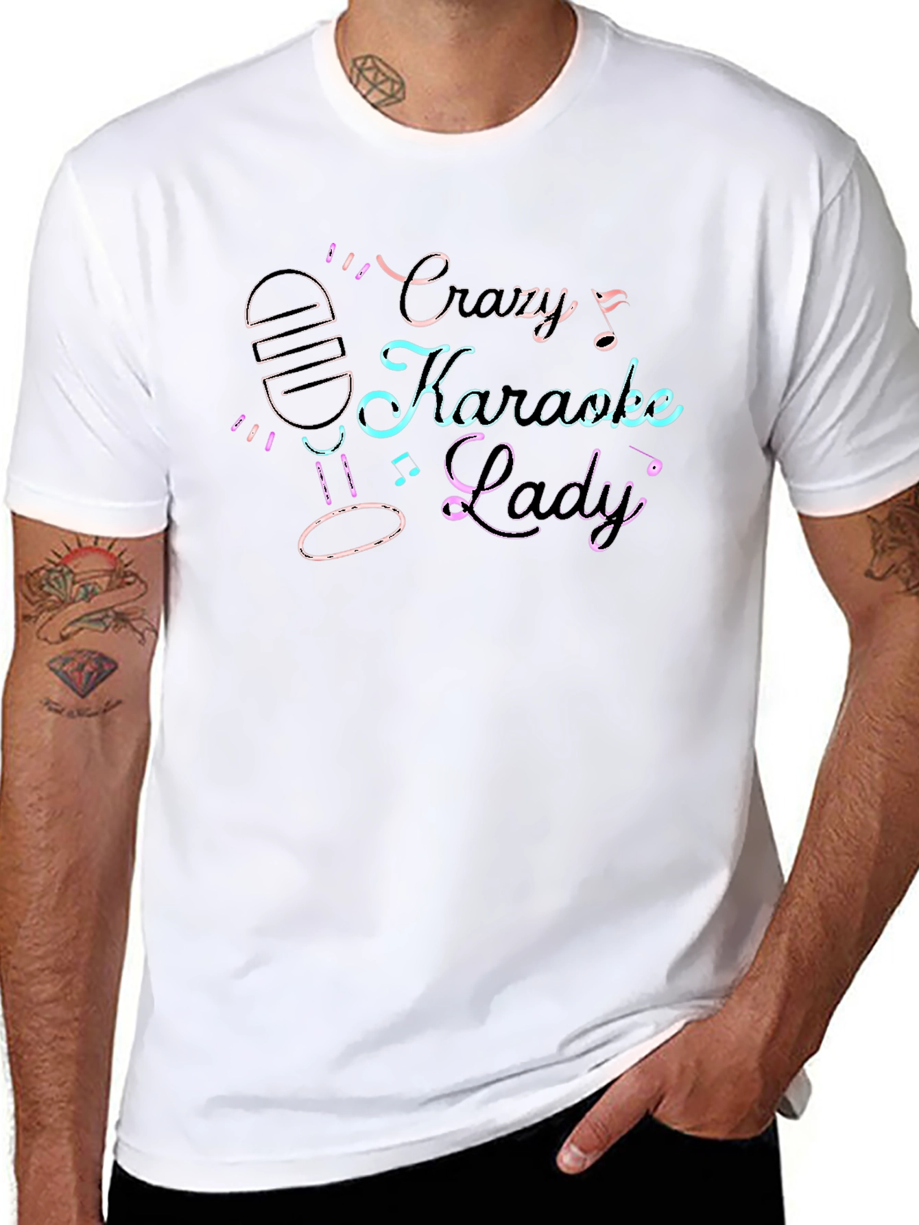 Black Crazy Karaoke Lady Black T-Shirt view 8