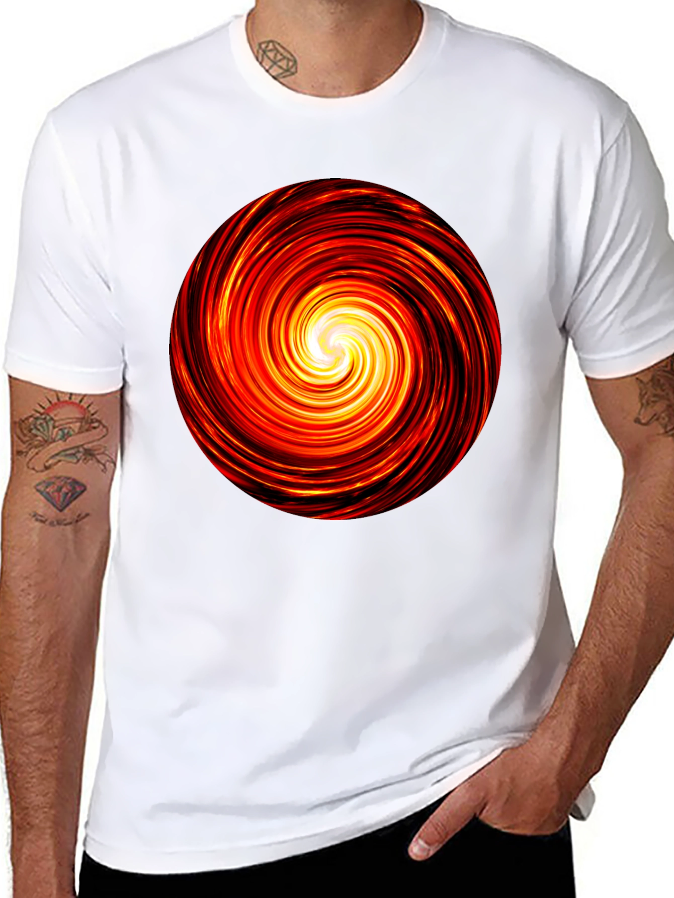 Black Fiery Vortex Black T-Shirt view 8