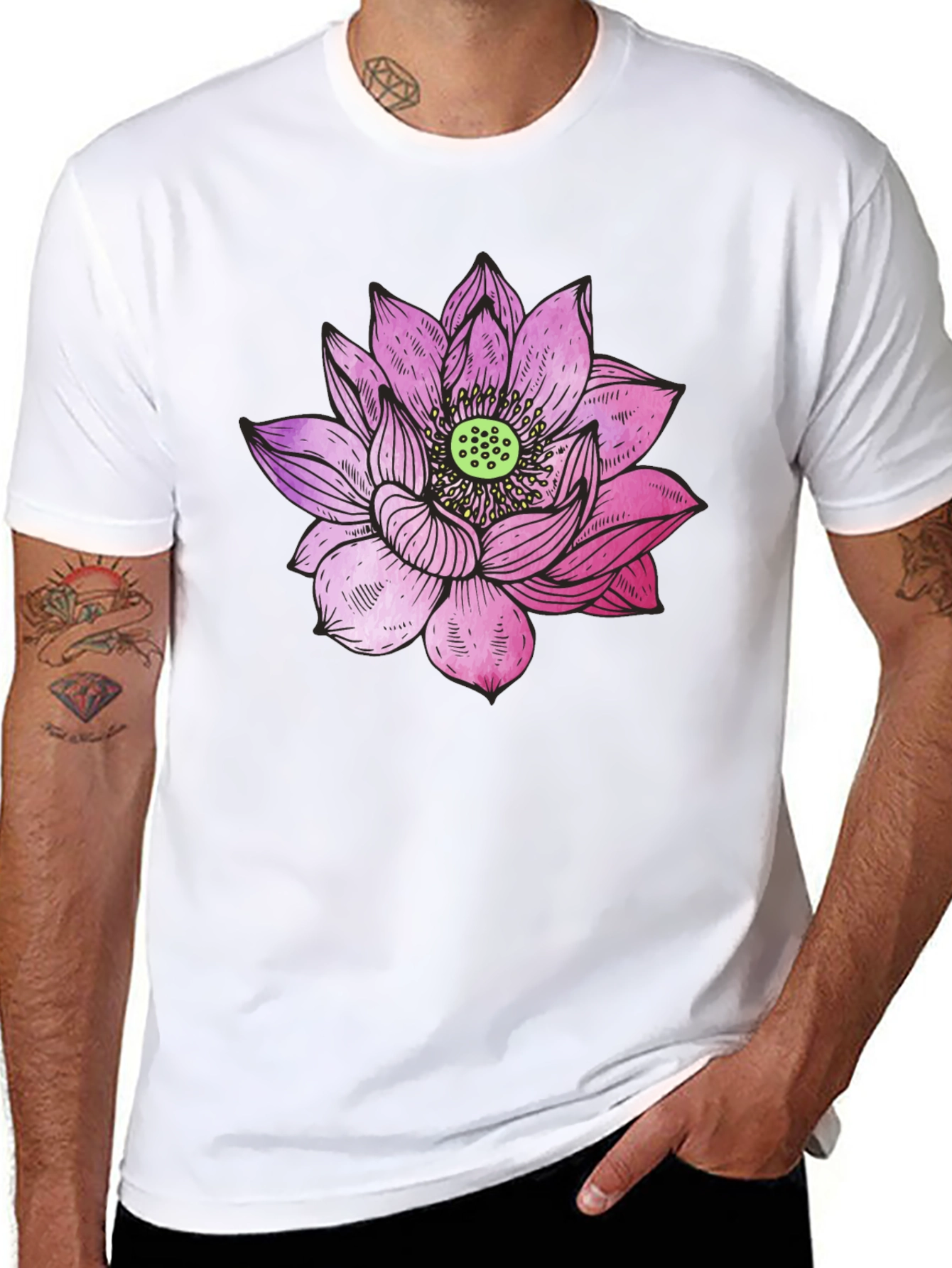 Black Lotus Flower Graphic Tee view 8