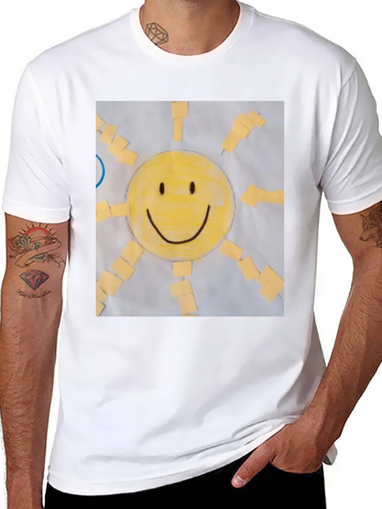 Black Smiley Face Sun Graphic Tee - Cheerful Black T-Shirt view 8