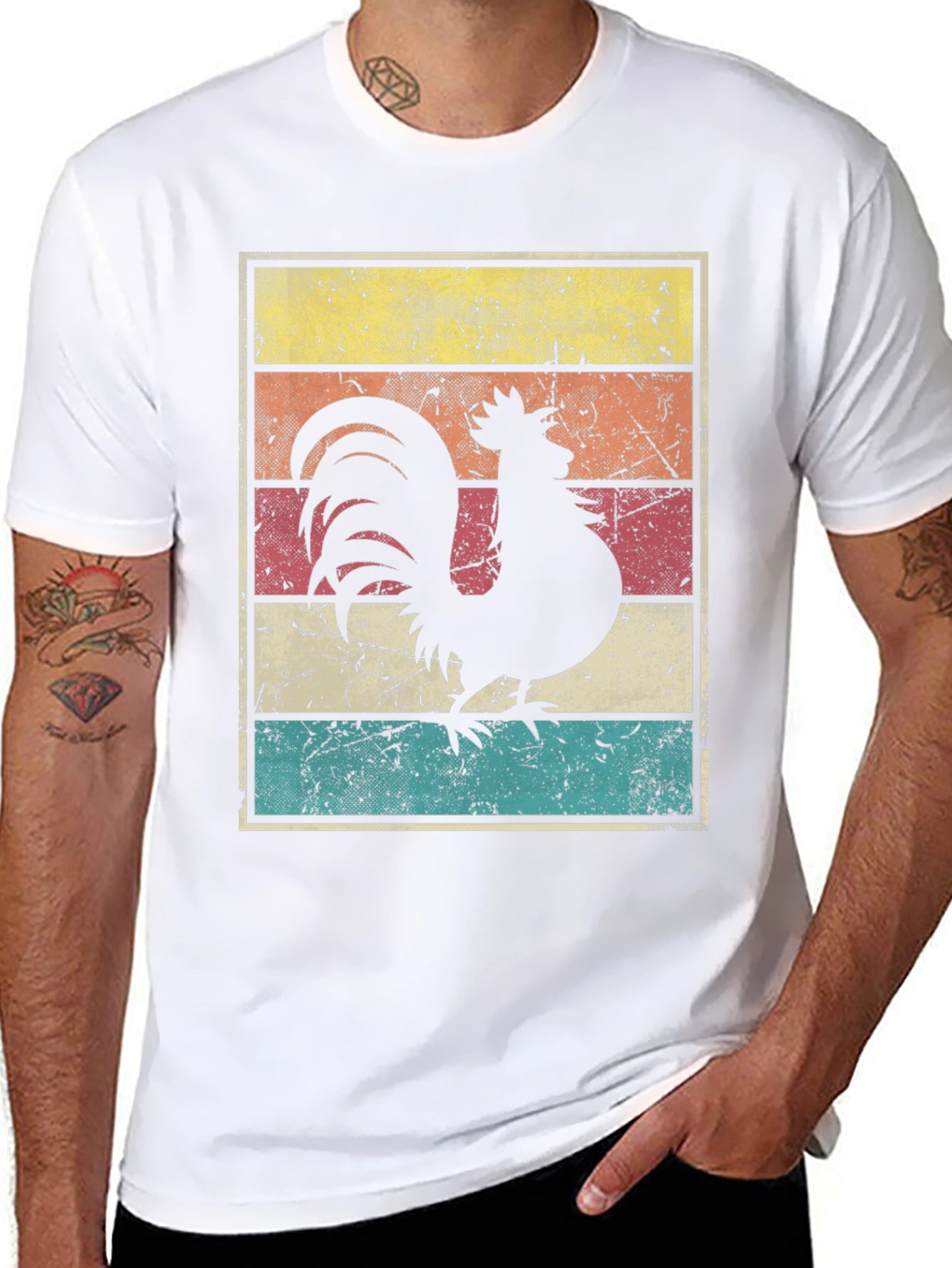 Black Retro Rooster Graphic Tee view 8