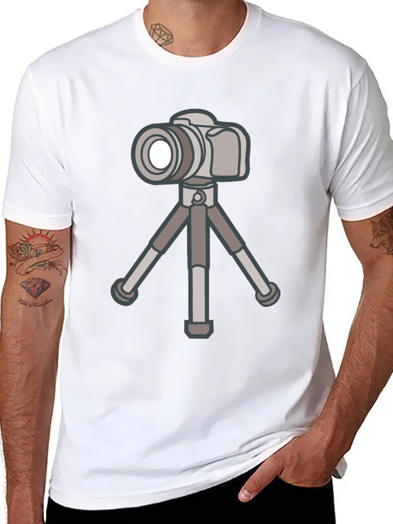 Black Camera on Tripod Graphic Tee - Photography Lover Shirt view 8