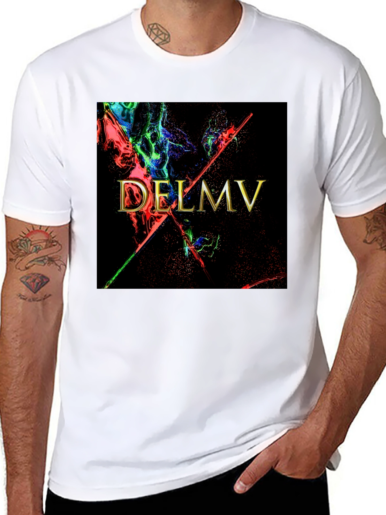 Black DELMV Abstract Graphic Black T-Shirt view 8