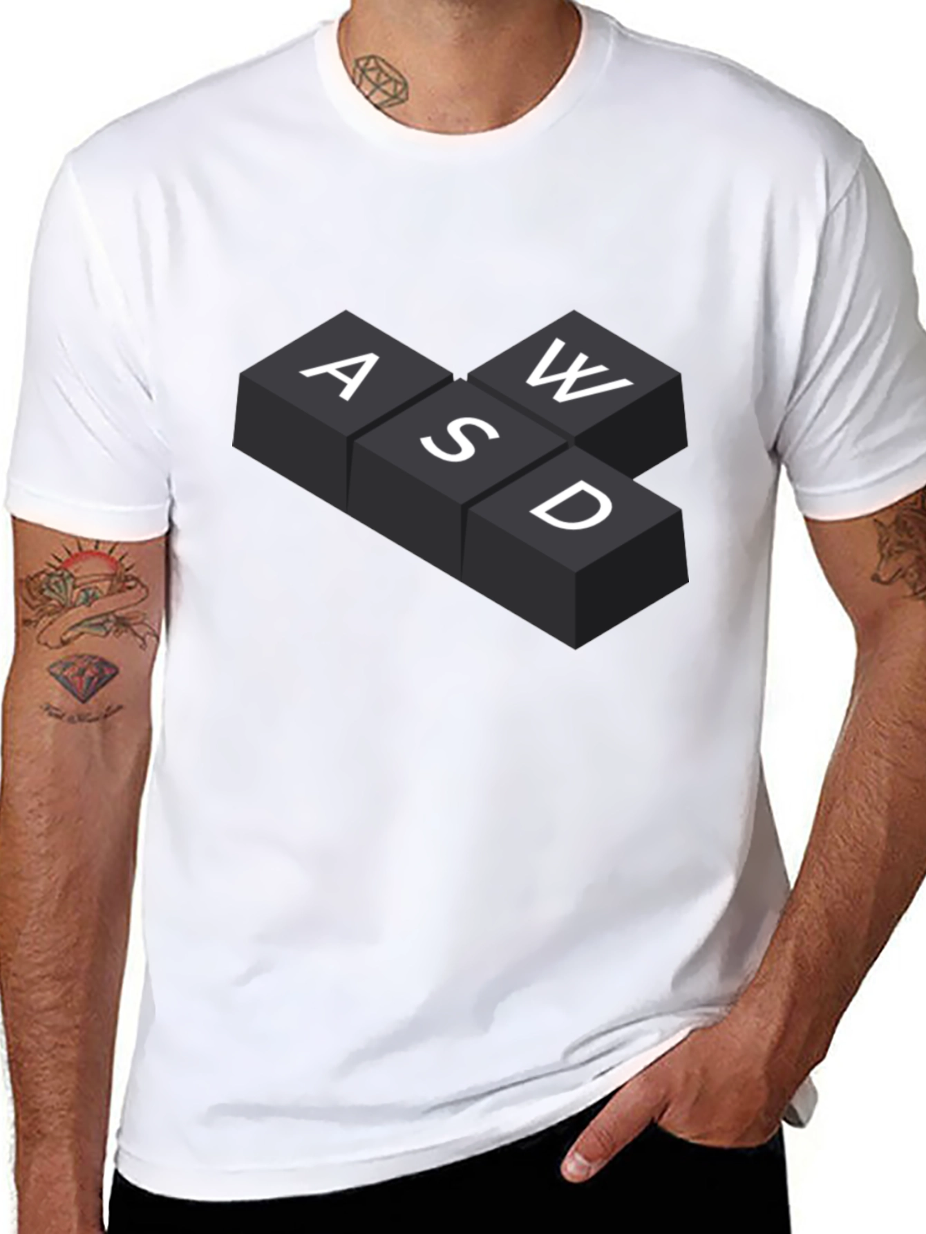 Black WASD Gaming Keys T-Shirt - Black view 8
