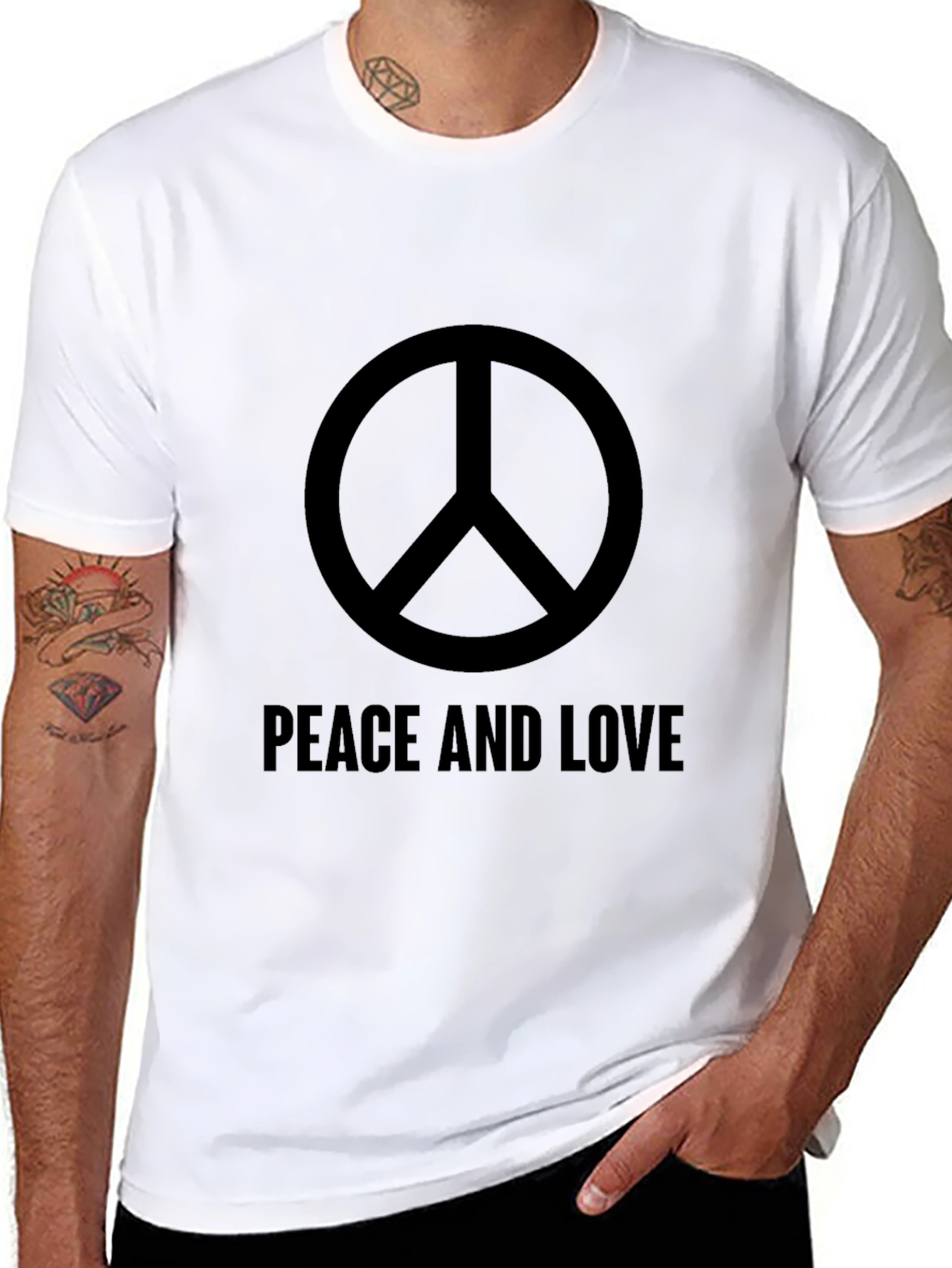 Black Peace and Love Graphic T-Shirt view 8