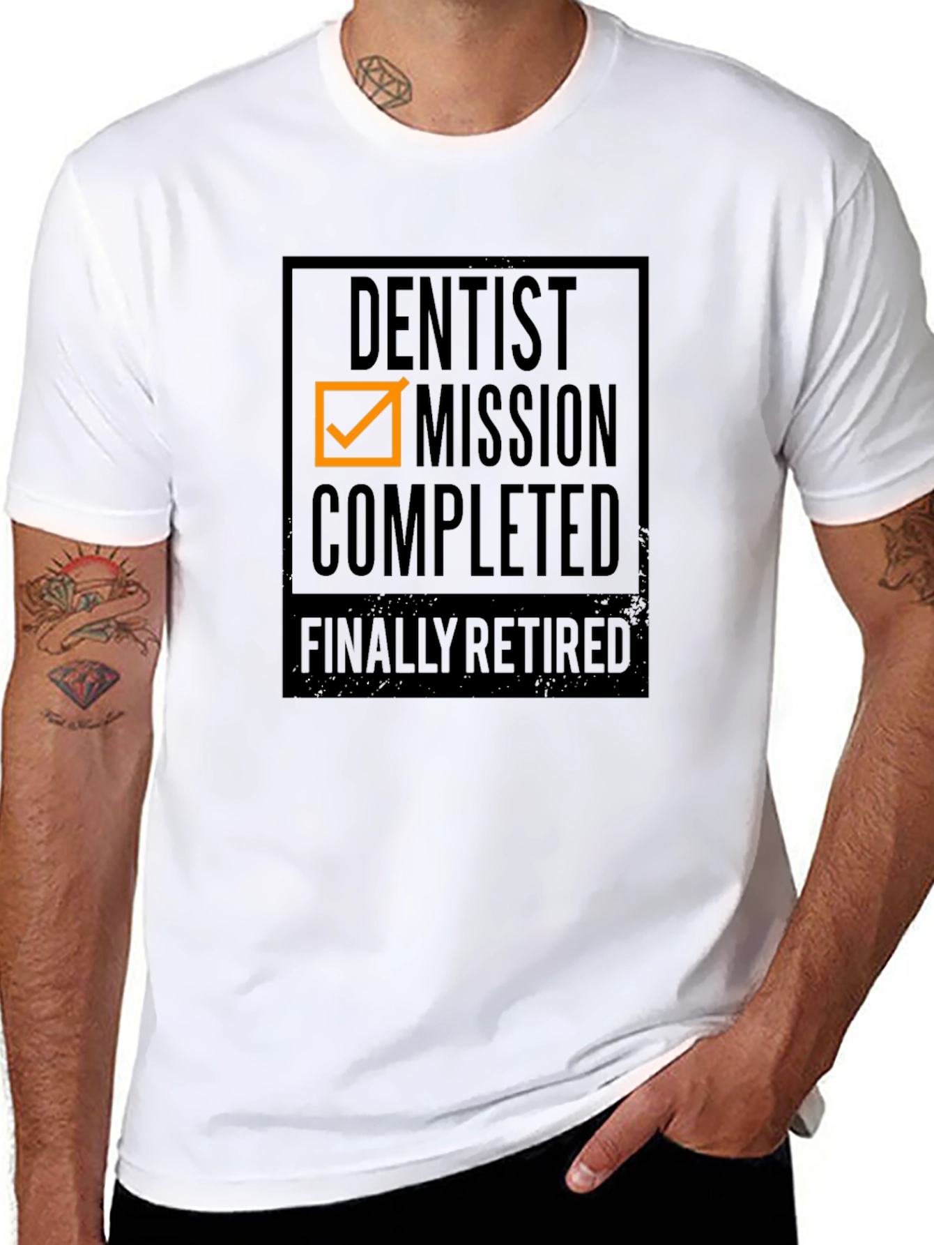 Black Dentist Mission Completed Retired Graphic Tee view 8