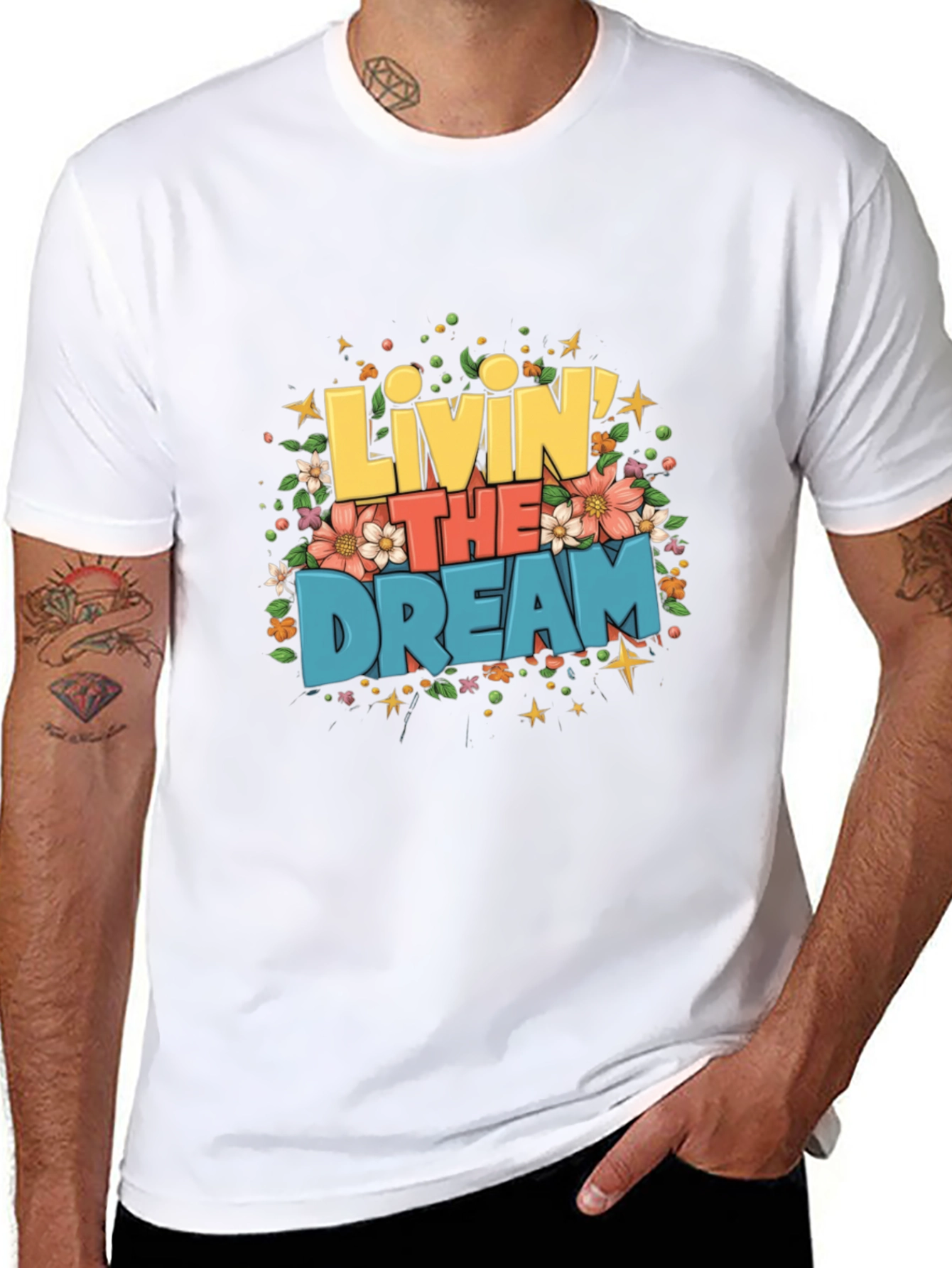 Black Livin' the Dream Graphic T-Shirt view 8