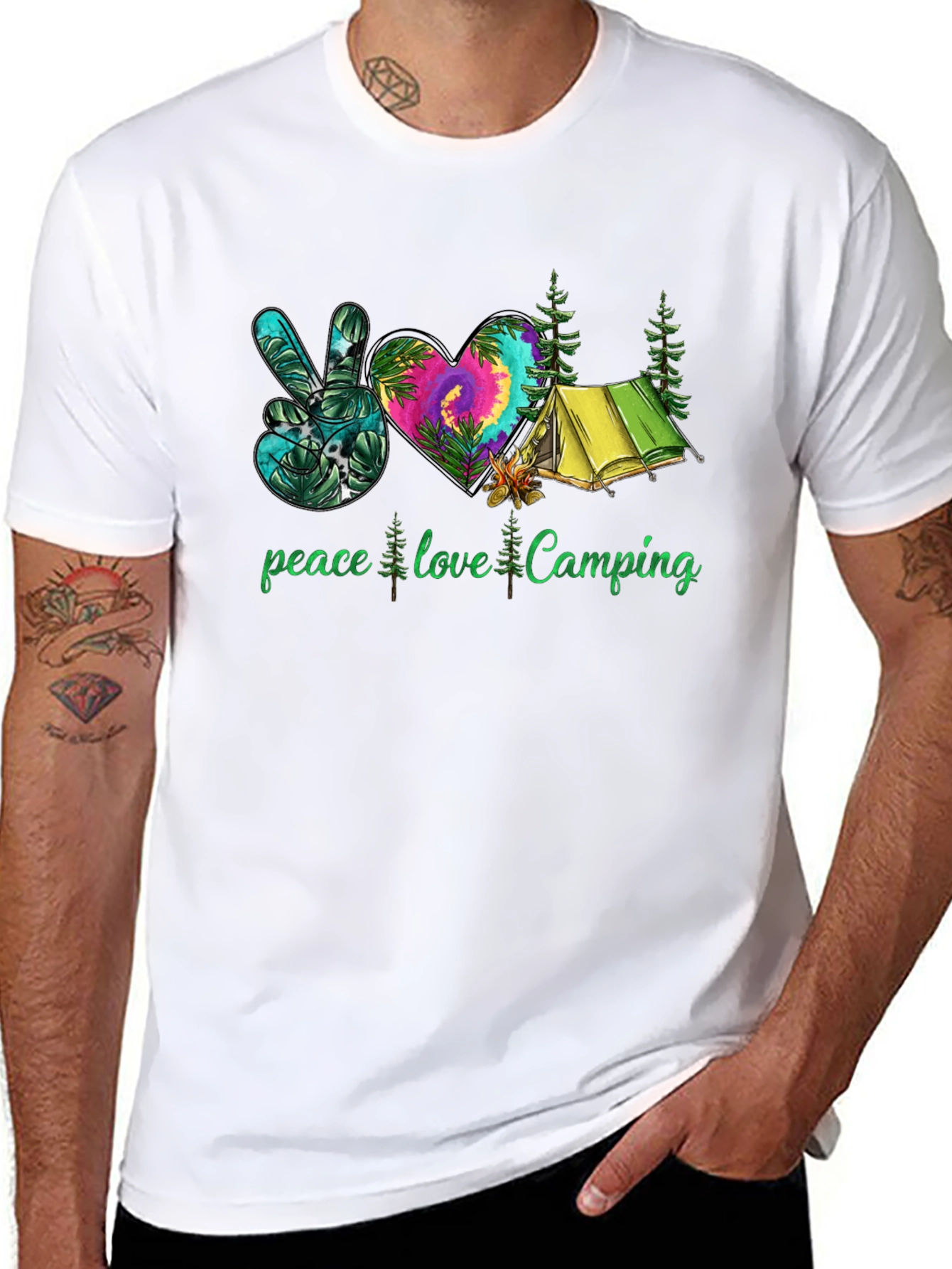Peace Love Camping Graphic T-Shirt - 8