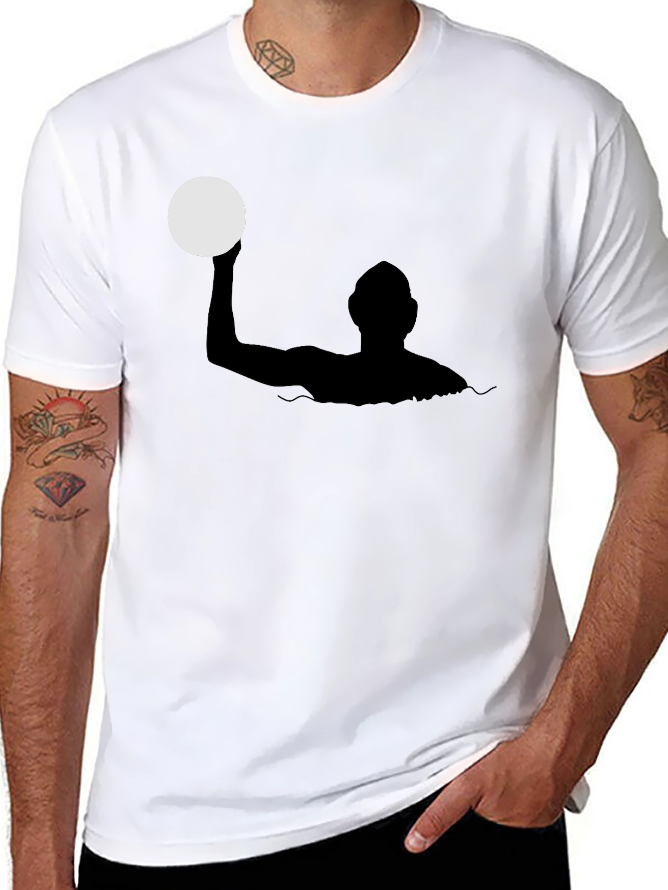 Black Water Polo Silhouette Black T-Shirt view 8