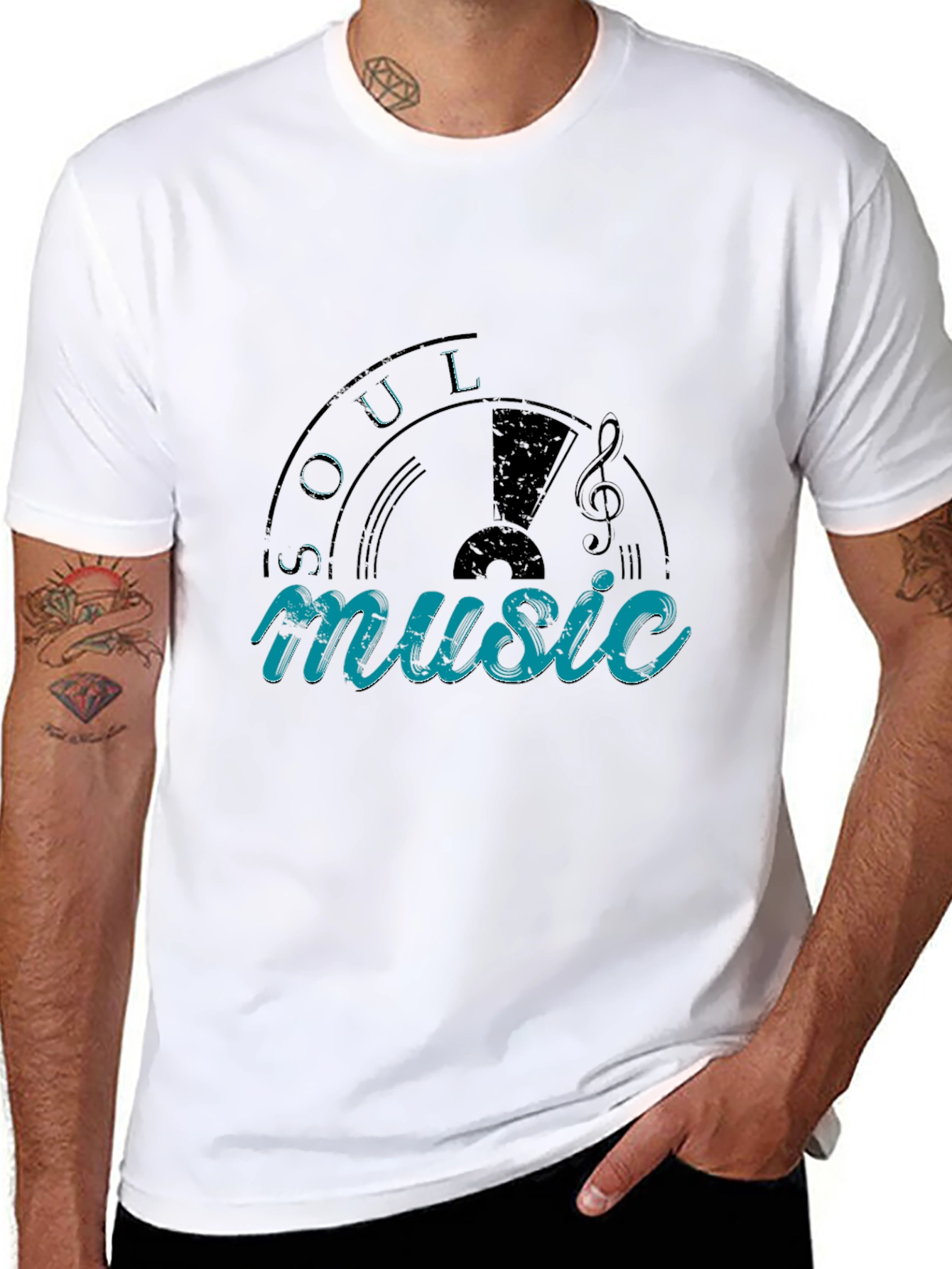 Black Soul Music Graphic T-Shirt - Black Cotton Blend view 8