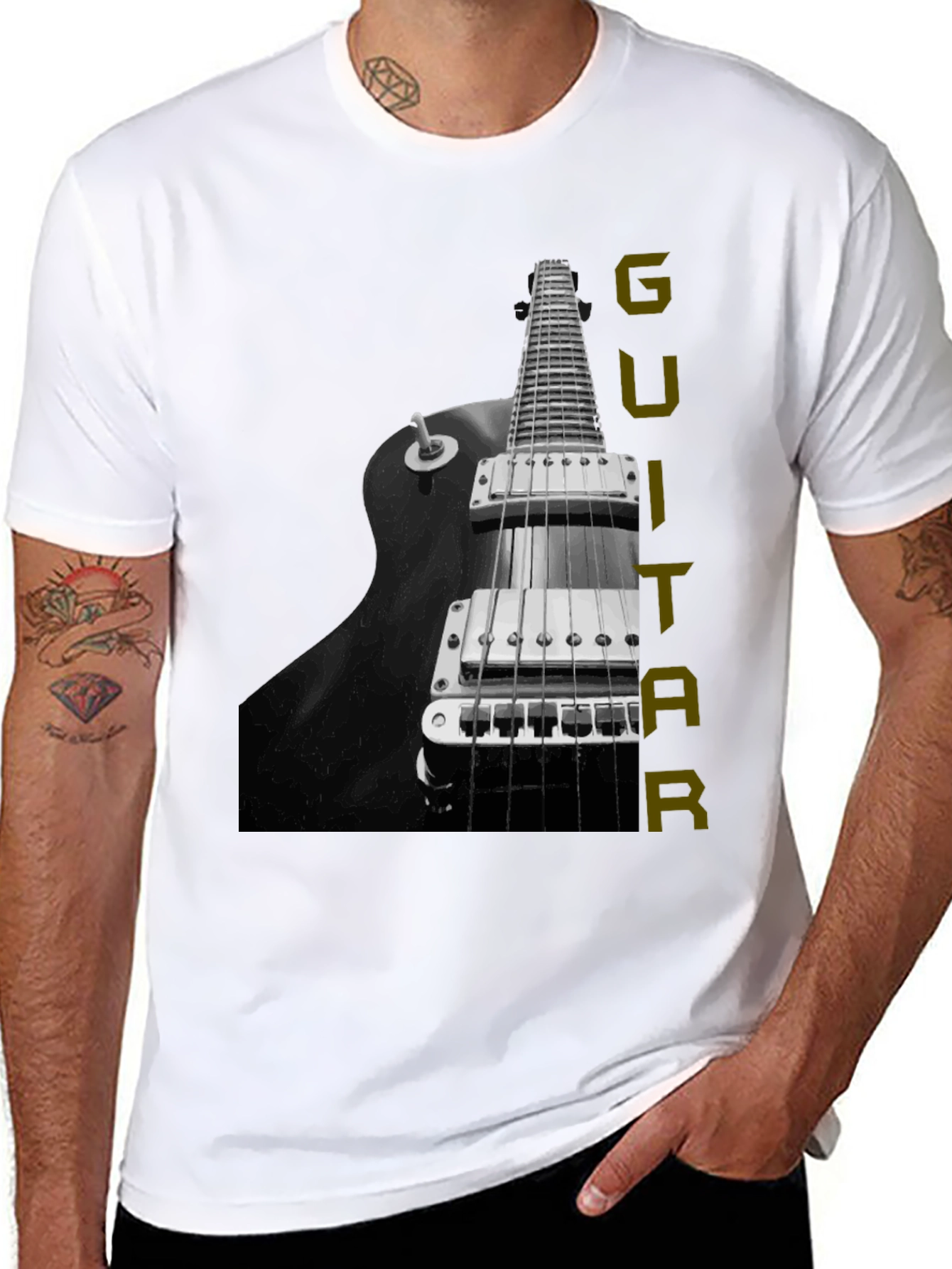 Black Guitar Graphic Tee - Musician T-Shirt view 8
