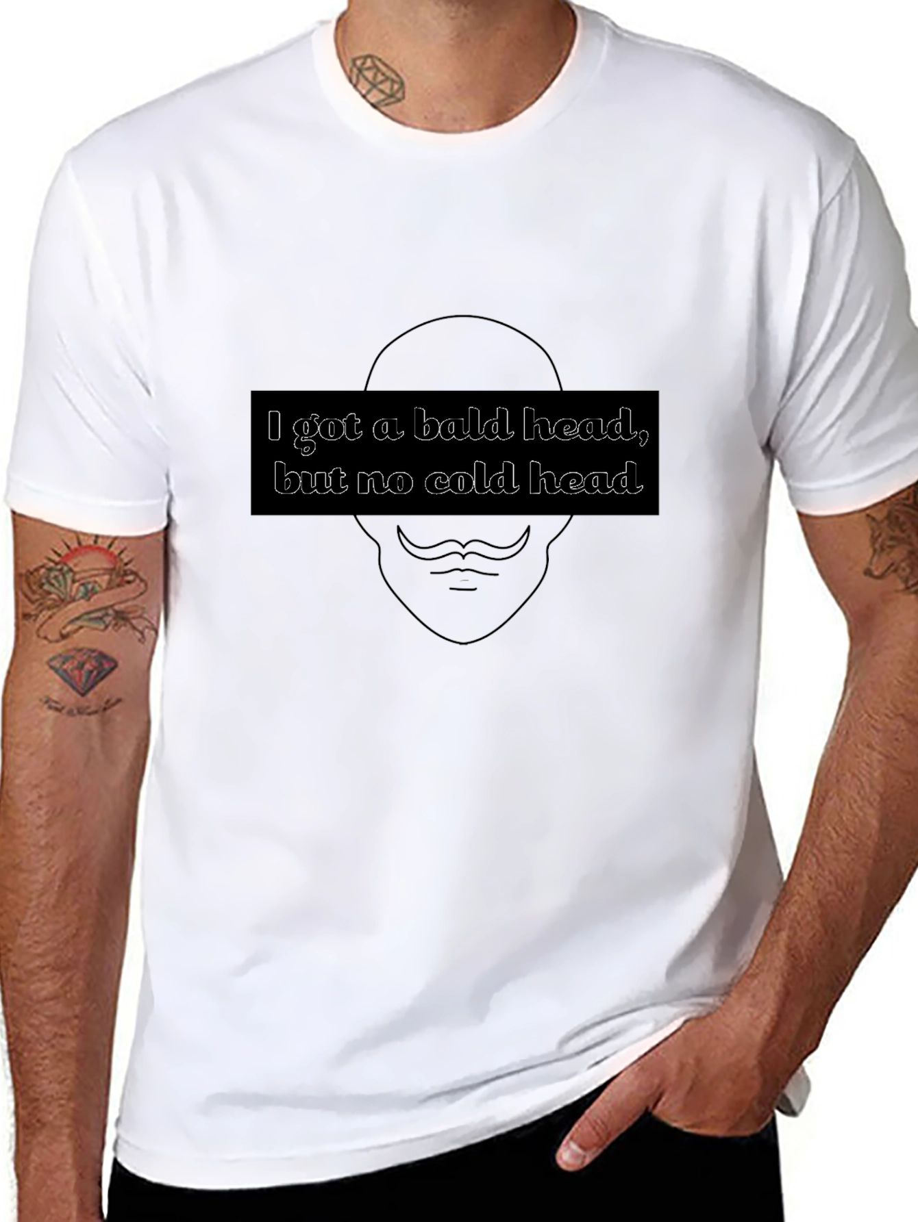 Black Bald Head No Cold Head Graphic Tee - Stylish Statement Shirt view 8
