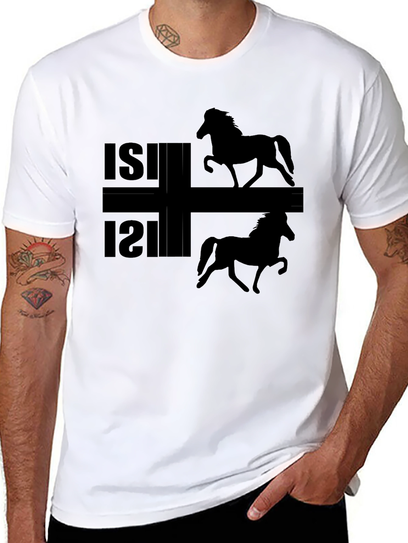 Icelandic Horse Black T-Shirt  - 8