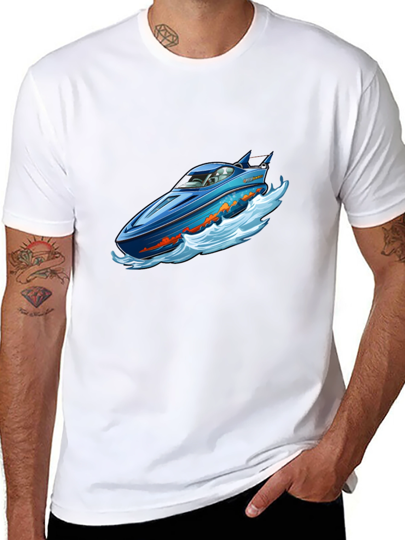 Black Blue Speedboat T-Shirt view 8