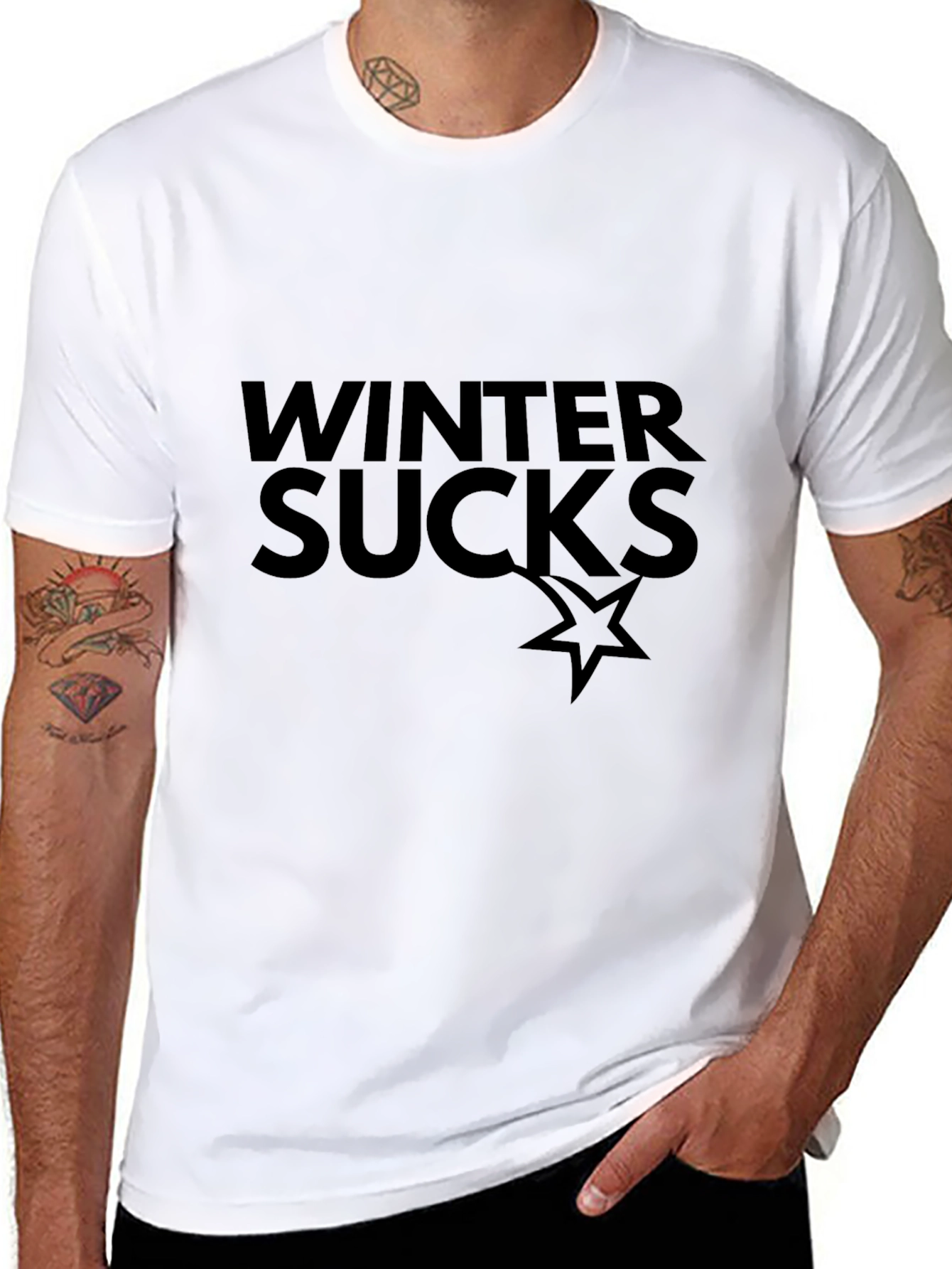 Black Winter Sucks Graphic Tee - Black Cotton Comfort view 8