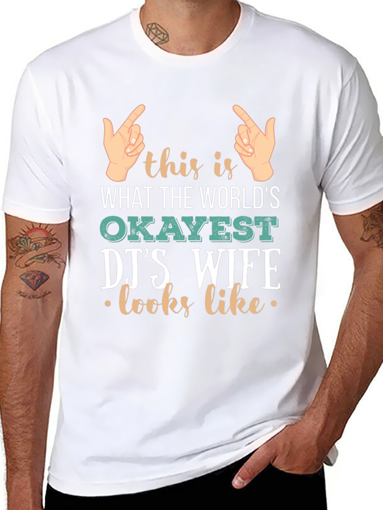 Black Okayest DJ's Wife T-Shirt - Novelty Graphic Tee view 8