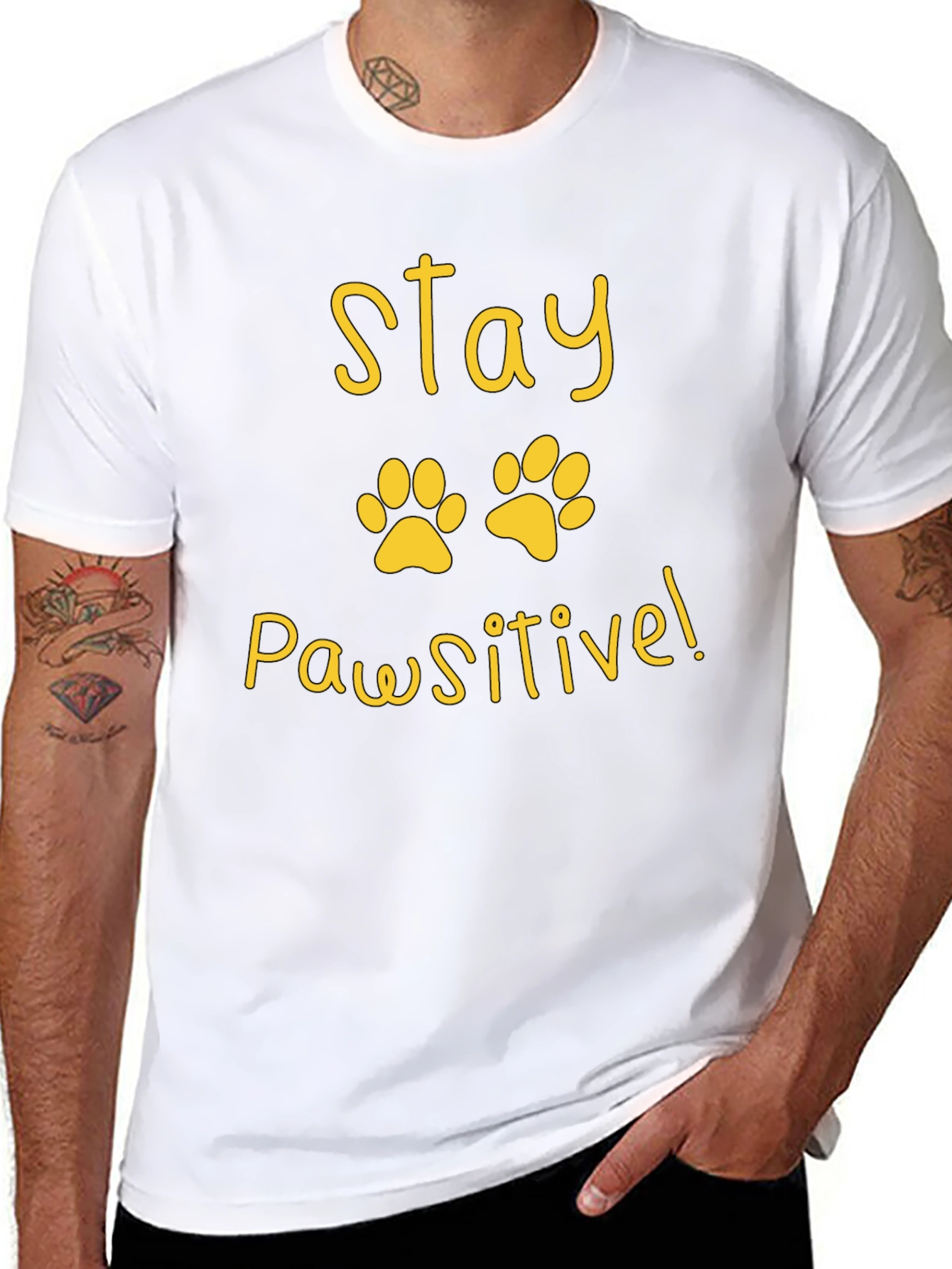 Black Stay Pawsitive Black T-Shirt view 8