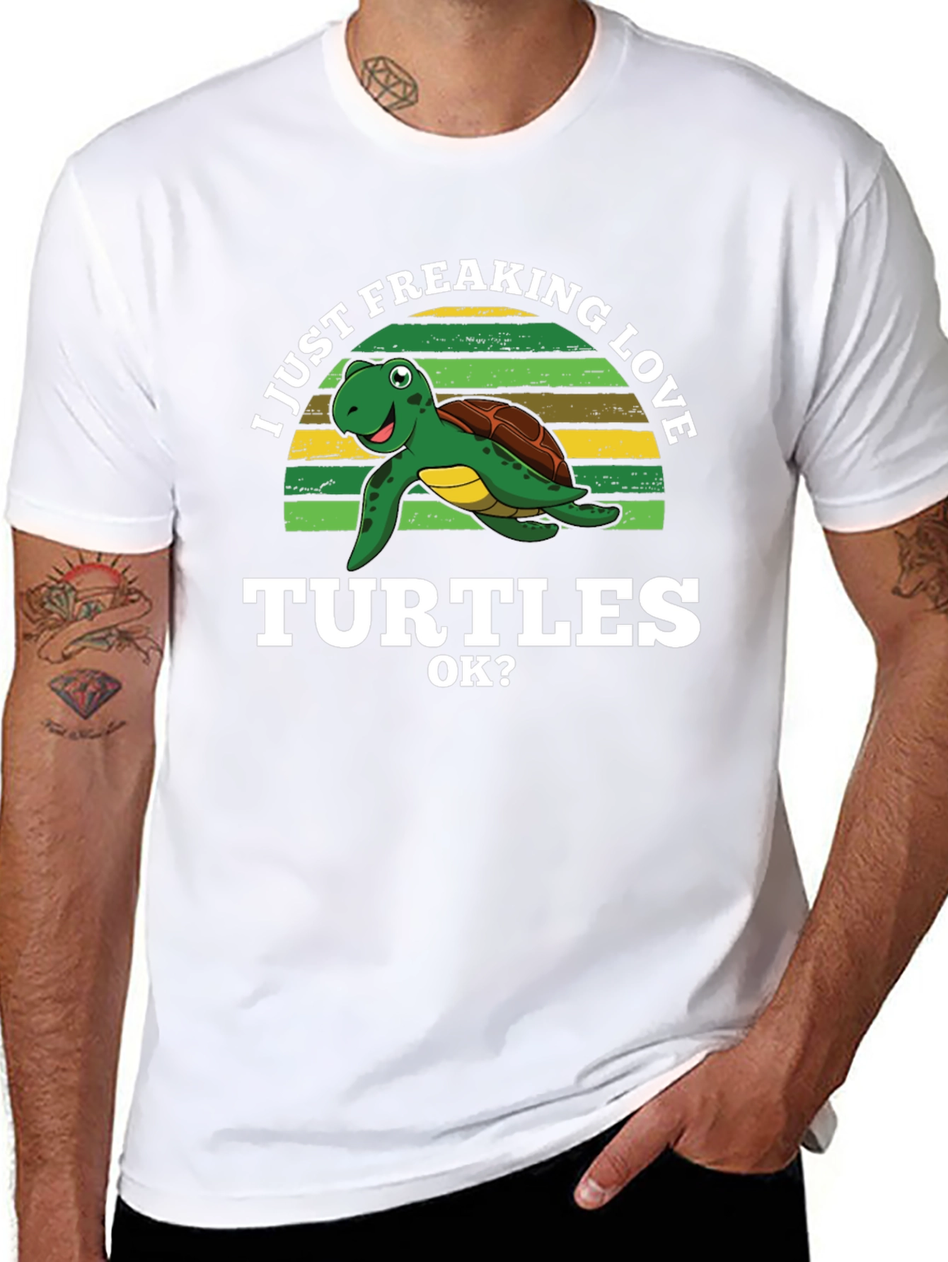 Black I Just Freaking Love Turtles Graphic T-Shirt view 8