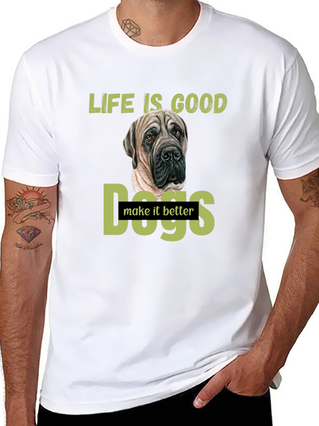 Black Life is Good Dogs Make it Better T-Shirt view 8