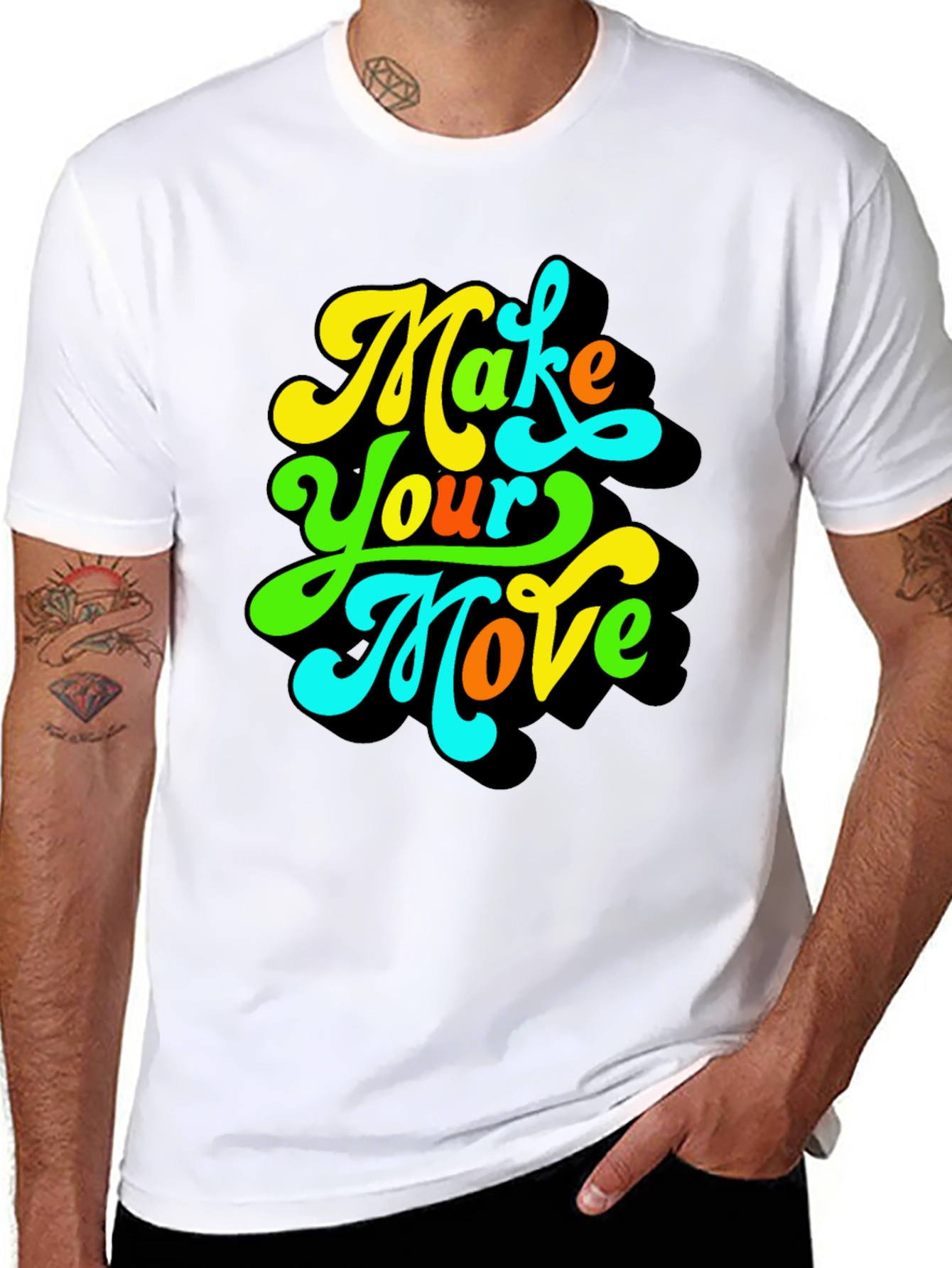Black Make Your Move Graphic Tee - Retro Style Black T-Shirt view 8