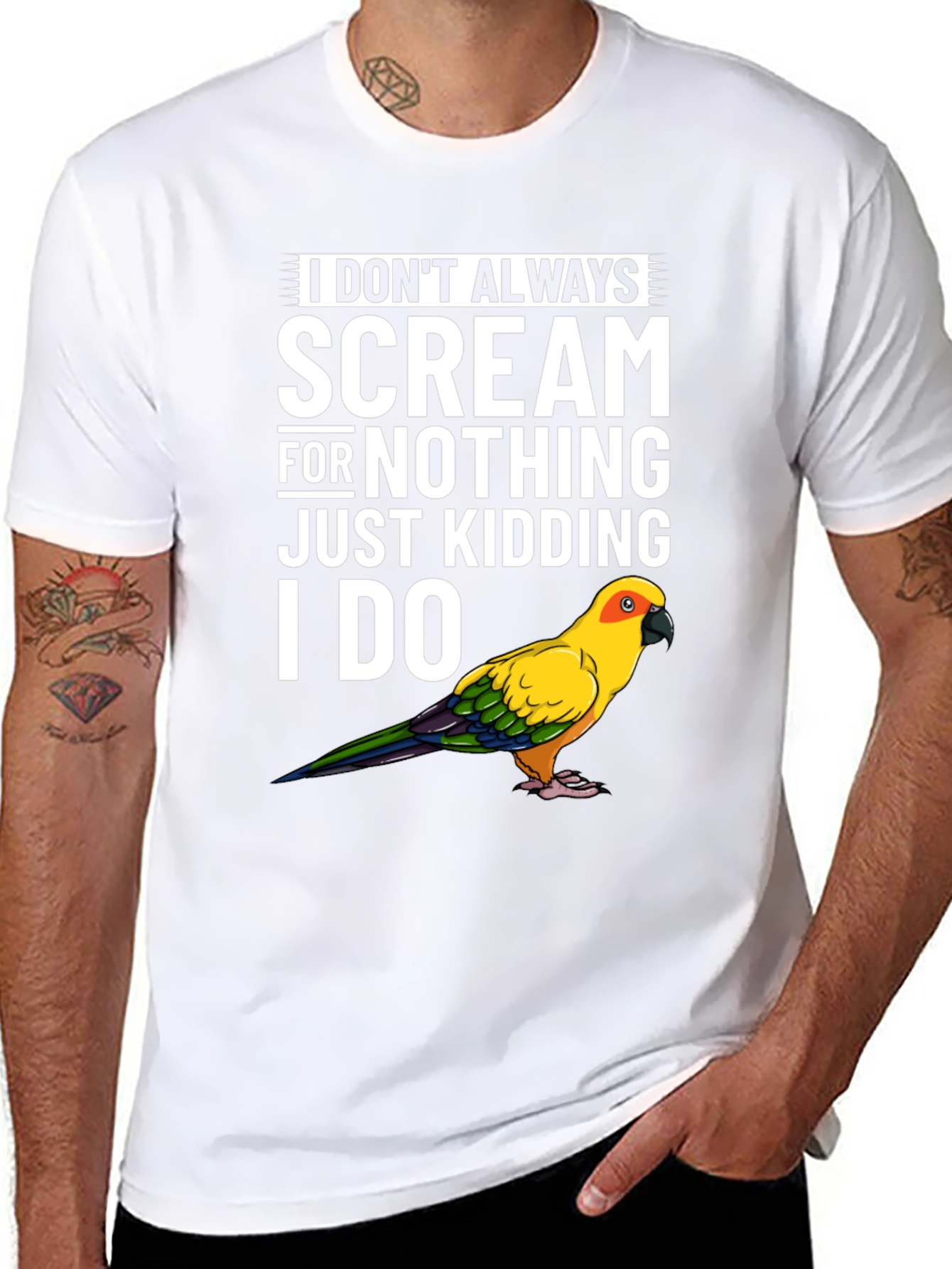 Black Funny Parrot T-Shirt - I Don't Always Scream view 8