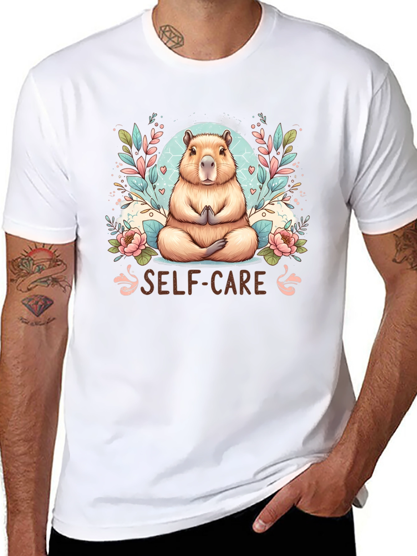 Black Self-Care Capybara T-Shirt view 8