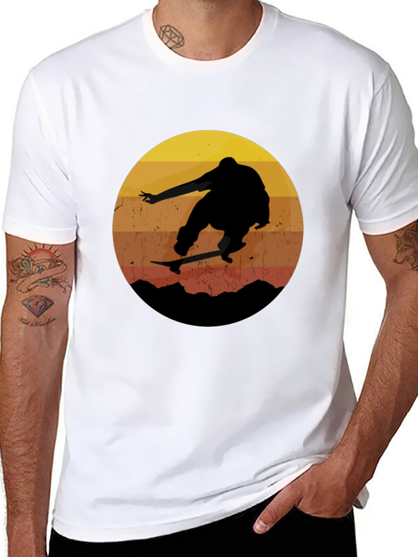 Black Retro Skateboarder T-Shirt view 8