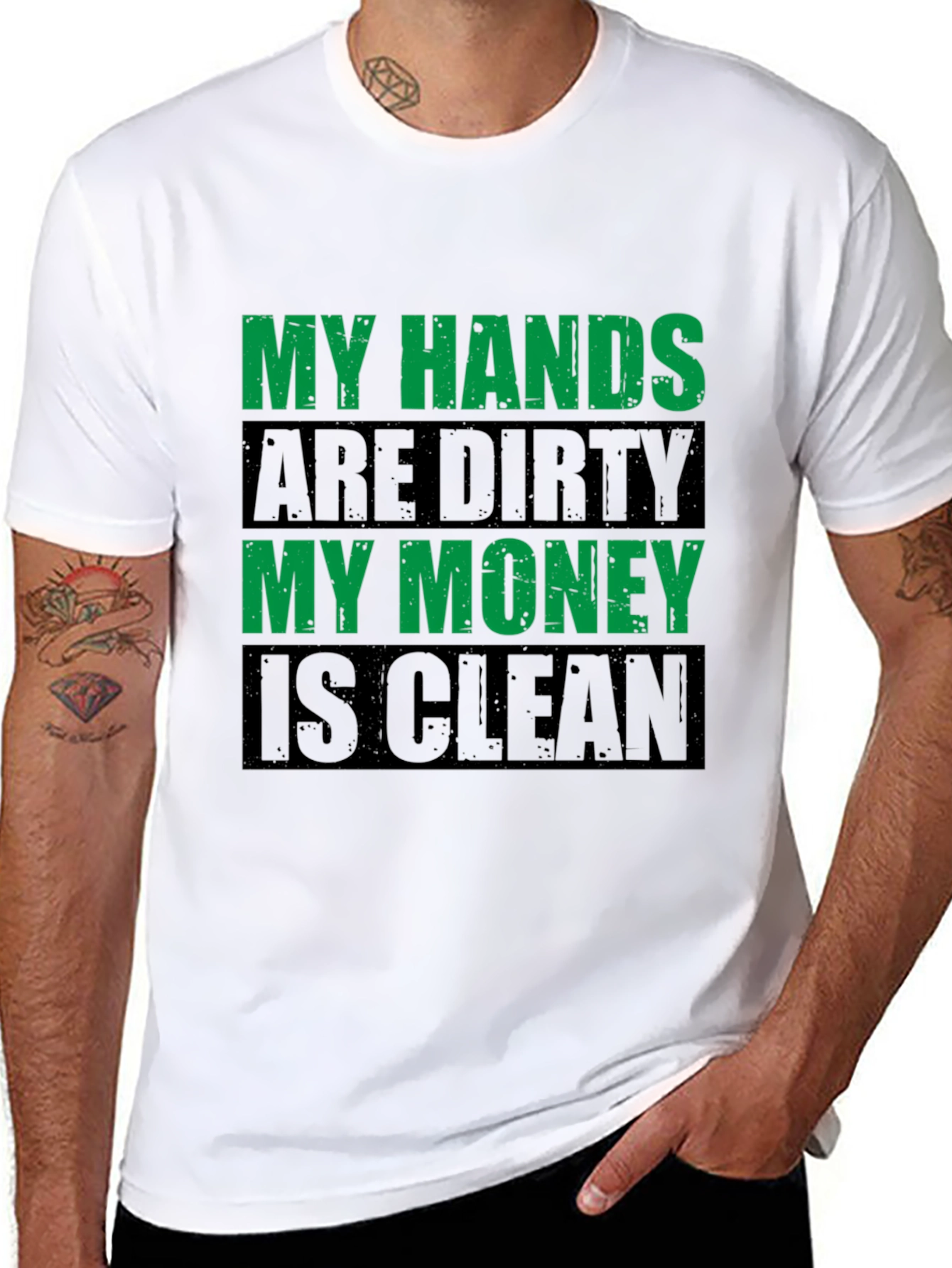 Black My Hands Are Dirty, My Money Is Clean Men's T-Shirt view 8