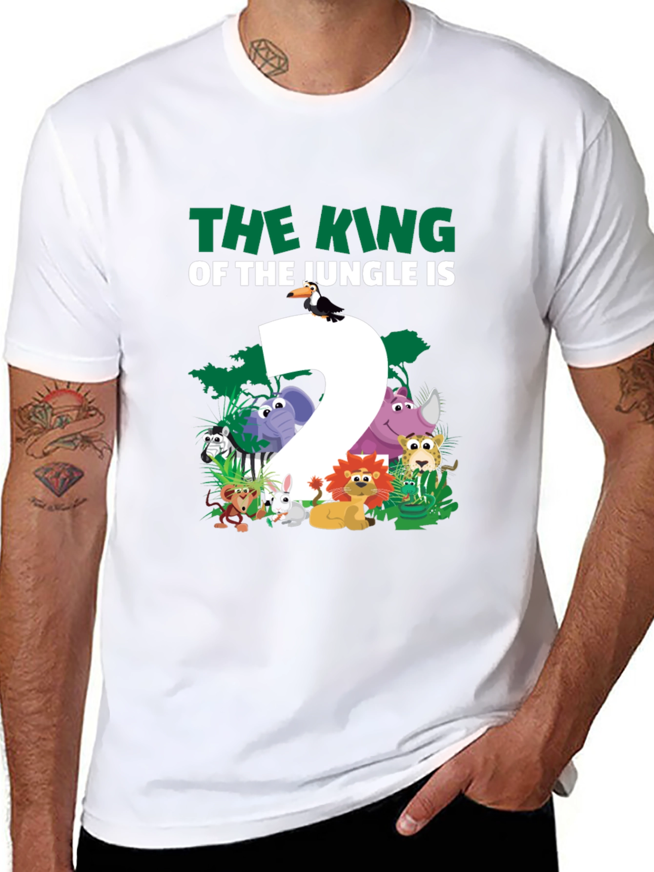Black King of the Jungle Birthday T-Shirt - Two Year Old view 8
